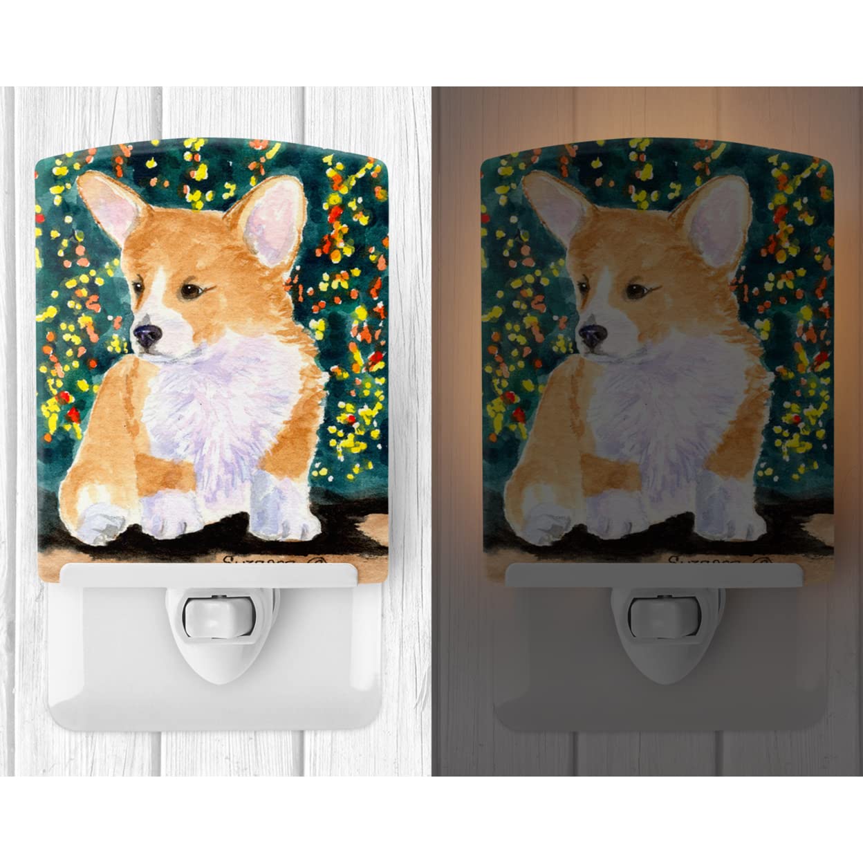 Carolines Treasures Corgi Ceramic Night Light, UL-Certified, 6x4x3 inches, Multicolor, Model SS8967CNL