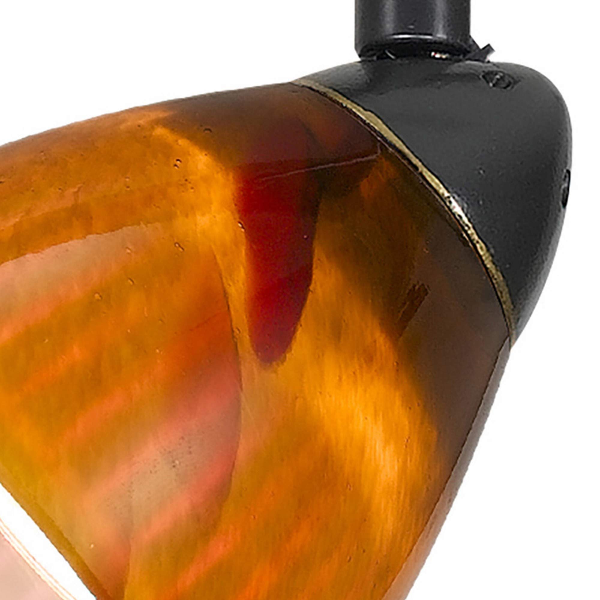 Benzara Hand Blown Glass Shade Track Light Fixture, Metal Frame, Dark Bronze, Model BM220755