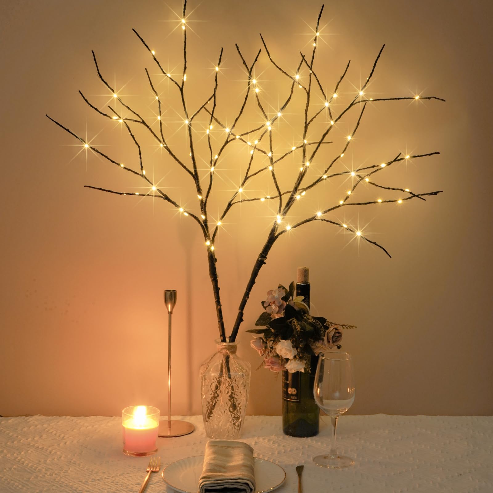 nicedepot Lighted Branches for vases Prelit Branches 33IN 100 LED Fairy Lights Battery Operated Lighted Twigs Branches for Xmas