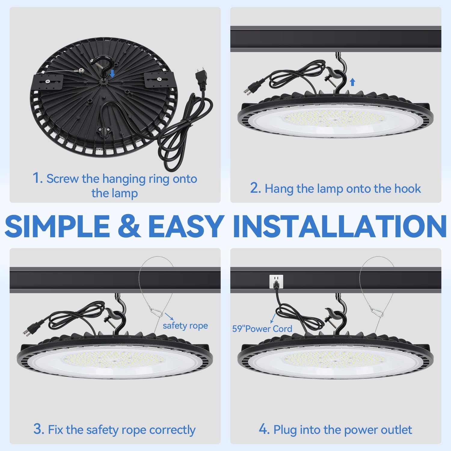 Arbrac 6Pack Ufo Led High Bay Work Lights 200W 6500K Bright, Garage Light With 28000Lm (Eqv.To 800W Hps/Mh), Ip65 Waterproof, Le