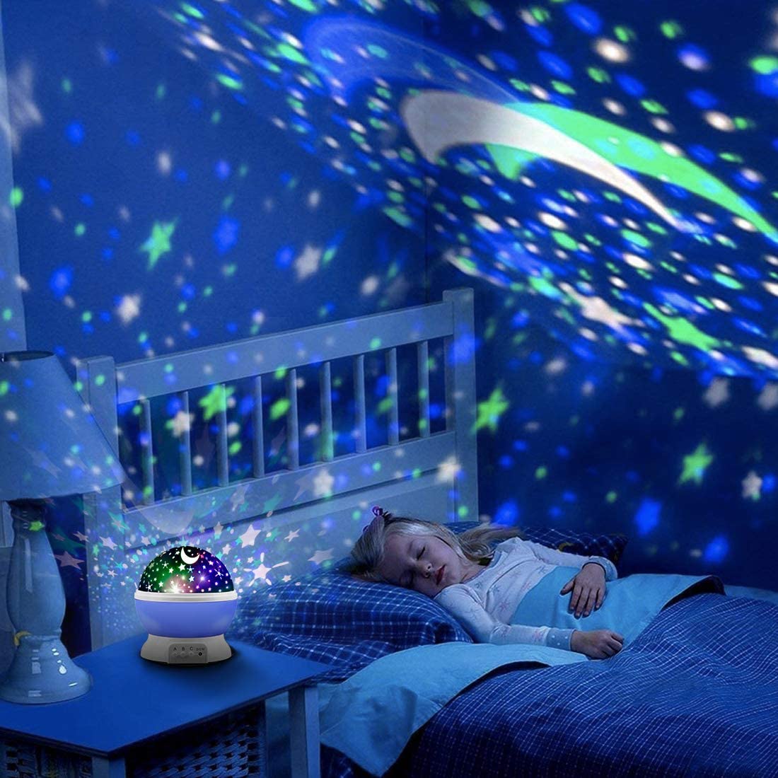 Mokoqi Star Projector  Night Light Lamp Fun Birthday Gifts For 1-4-6-14 Year Old Girls And Boys Kids Bedroom Decor -Blue