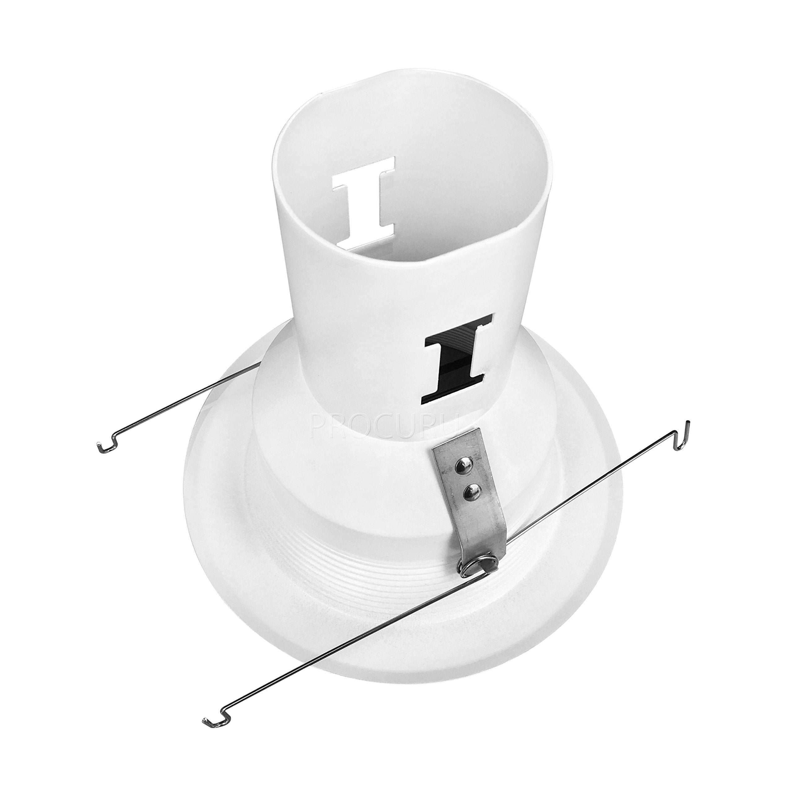 [6-Pack] PROCURU 5'' White Baffle Metal Trim for Recessed Can Light (Replaces Halo 5001P) - Compatible with LED, Incandescent, C