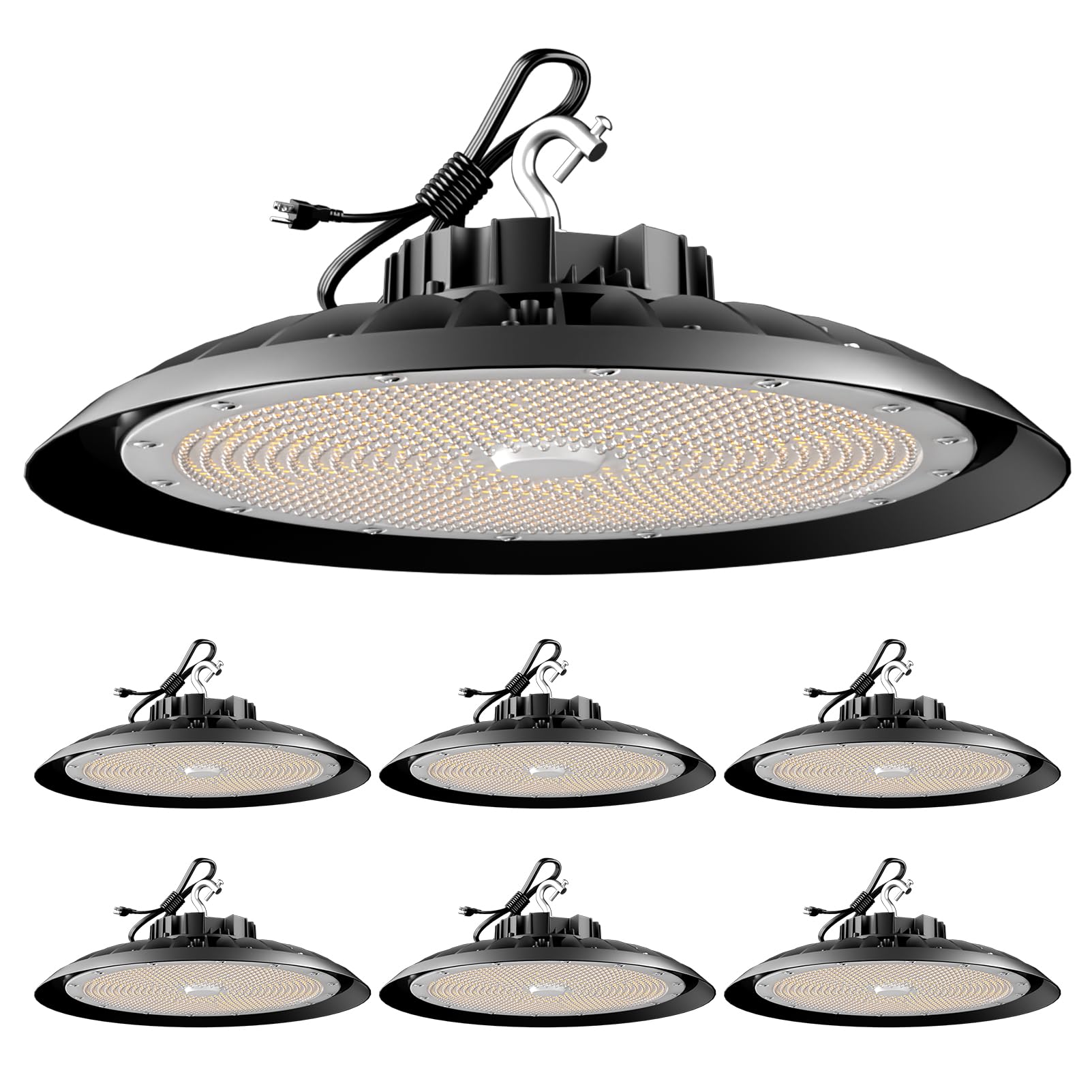 Lightdot 250W High Bay LED Light 37500lm Commercial Bay Lighting 5000K AC100-277V UFO LED High Bay Shop Light for 30-60FT Height