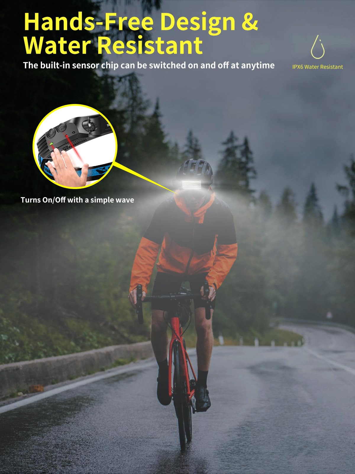 Smiling Shark Rechargeable Headlamp 2 Pack, 230° Wide Angle LED, Waterproof, Motion Sensor, Multicolor, Model TD-0123