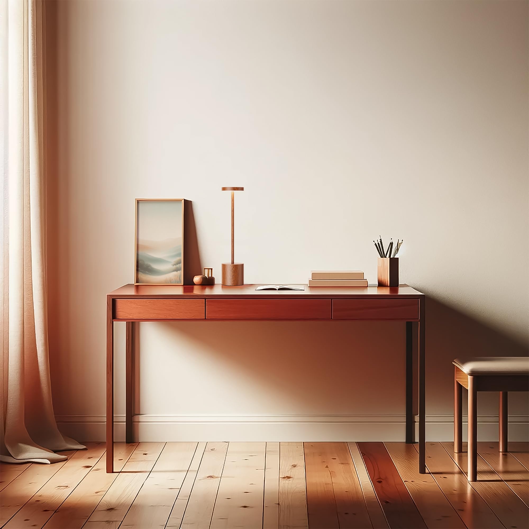 Jalvde Cordless Rechargeable Led Table Lamp, 13.5 Inches Modern Portable Desk Lamps 3 Levels Brightness, 6000 Mah Battery Powere