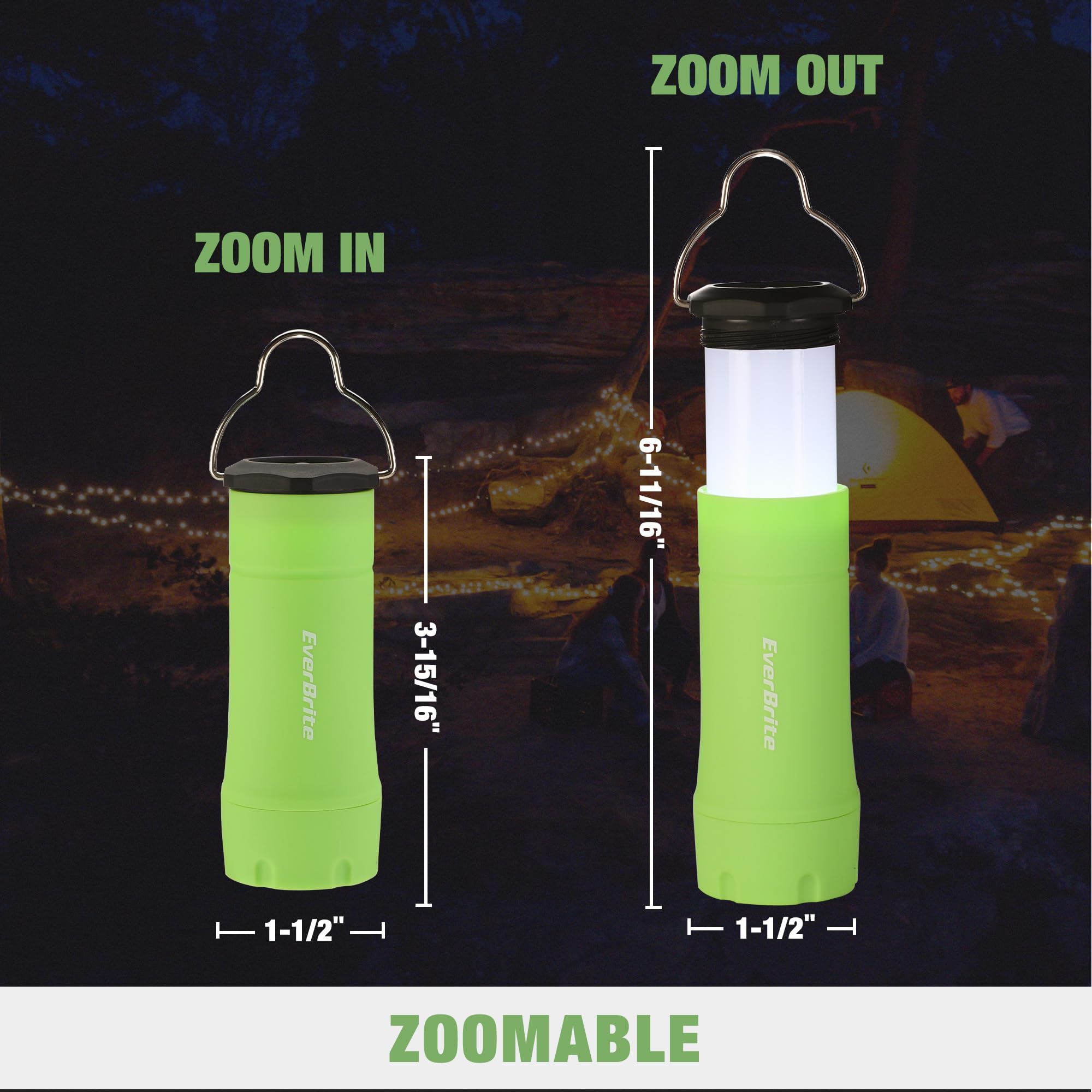 EverBrite 2-in-1 Mini Lanterns and Flashlights, Zoomable Flashlight Lantern Combo with 3 Modes, Camping Essentials, 2PC Battery