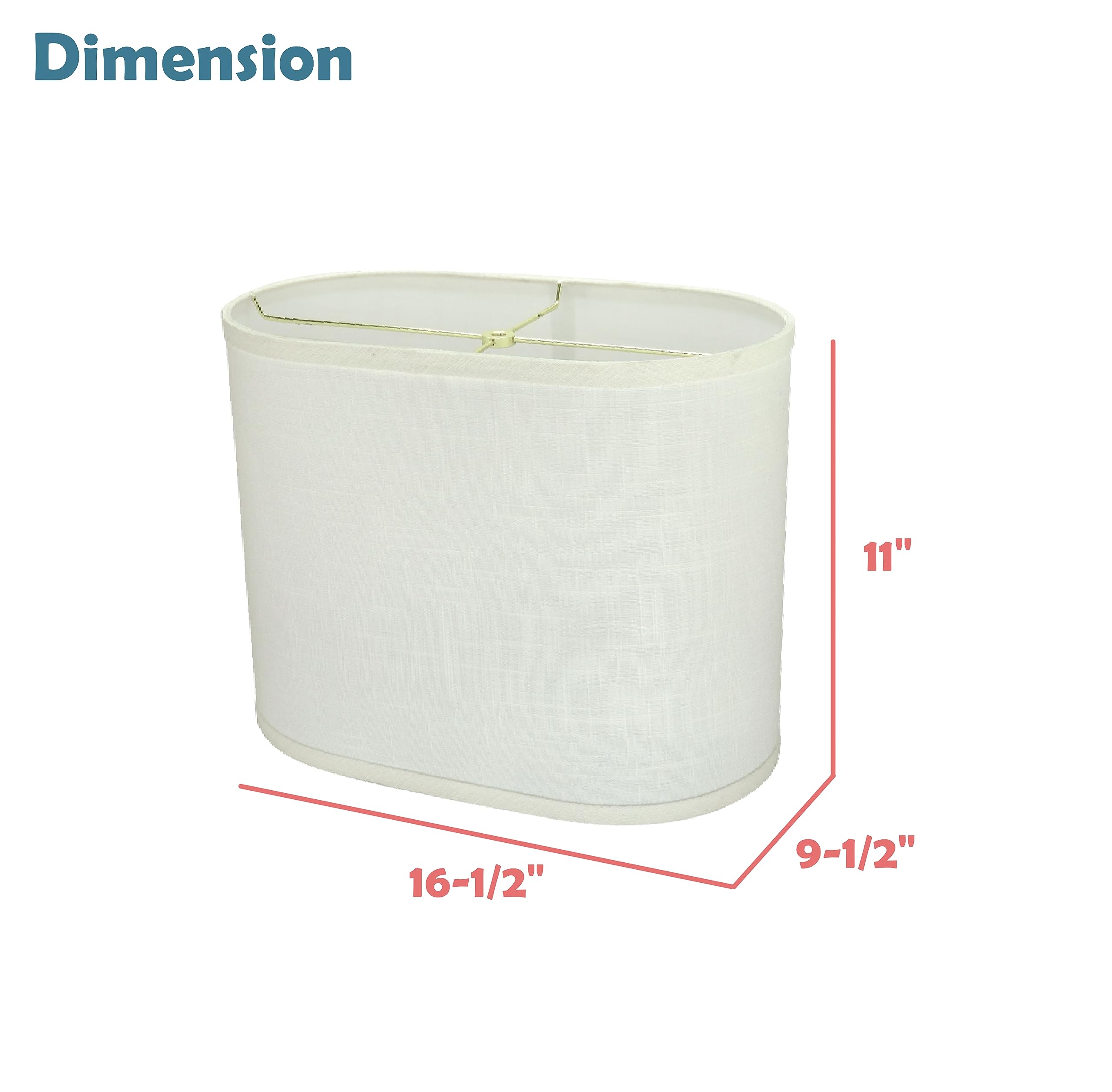 Aspen Creative 37051A Transitional Oval Hardback Shaped Spider Construction Lamp Shade In Off-White, 16 1/2&quot; Wide (9 1/2&quot; + 16 1/2&quot;) X (9 1/2&quot; +X 16 1/2&quot;) X 11&quot;