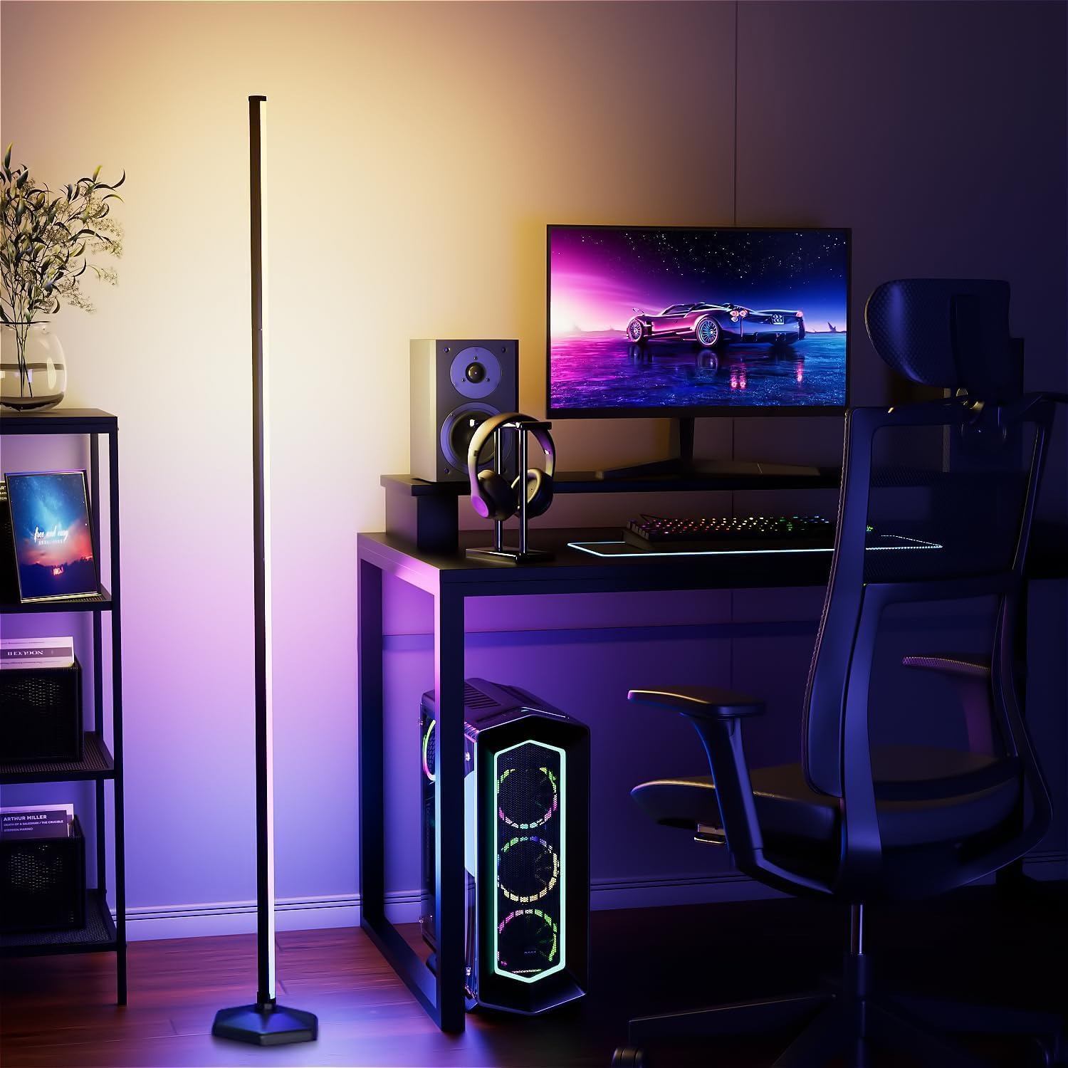 YIKBIK RGB Corner Floor Lamp, 65'' Color Changing LED Floor Lamp Bluetooth APP Remote Control Music Sync Modern Standing Lamp 16