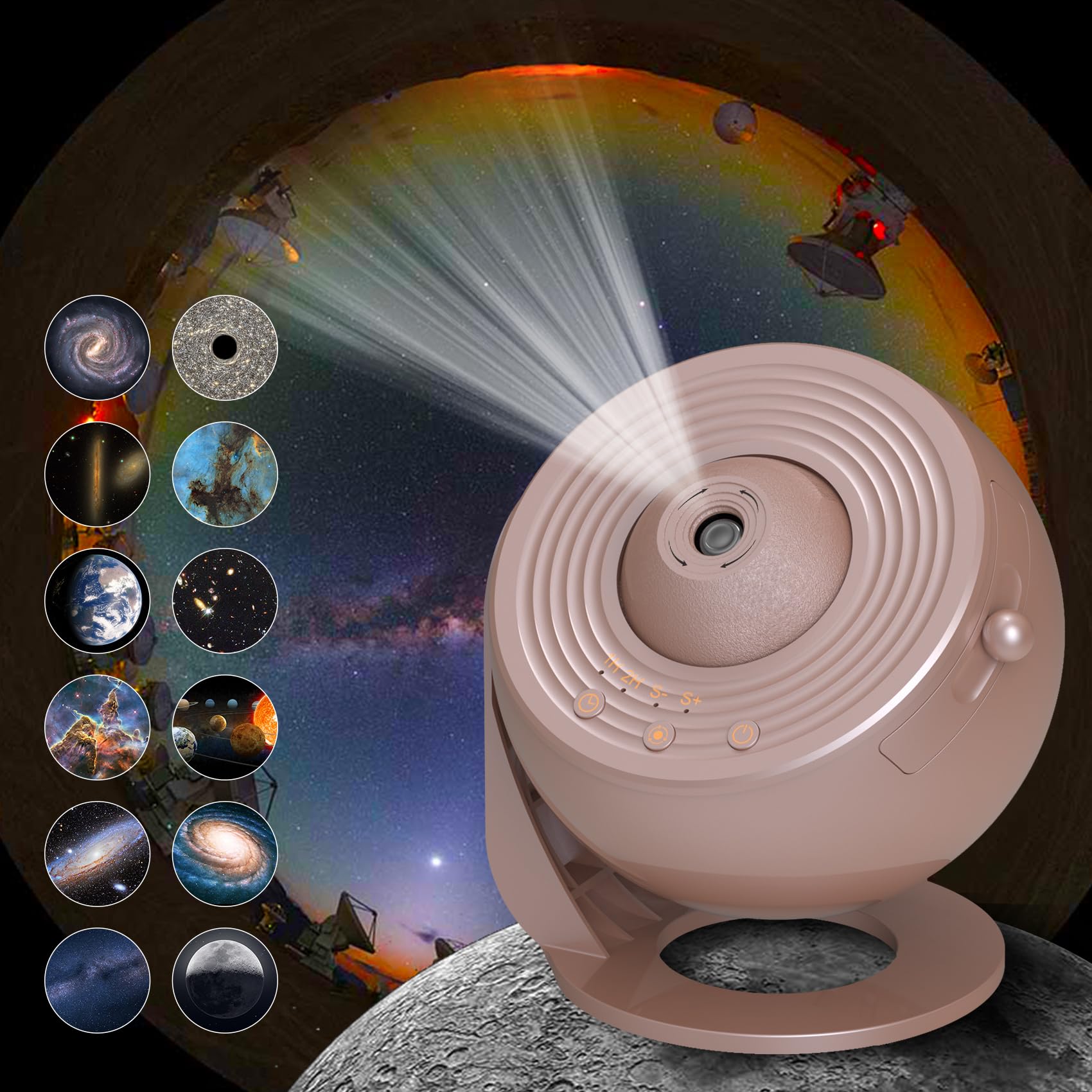 FlyEagle Galaxy Projector, HD Image Star Projector with 13 Film Discs, 360° Rotating, Rose Gold, Model BL-DQY02
