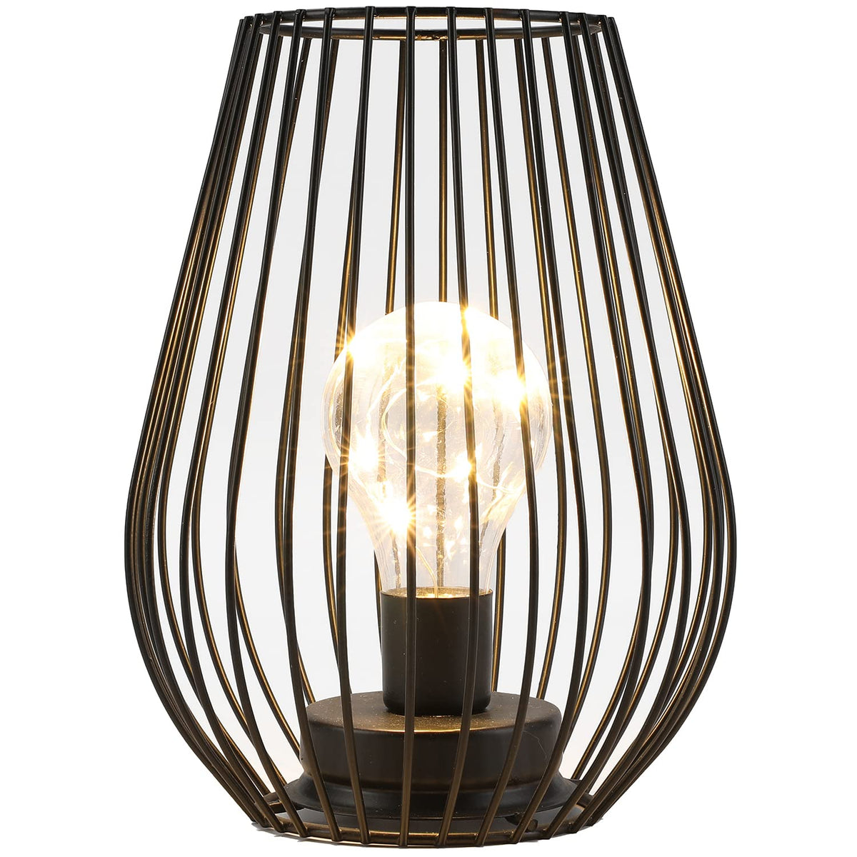Trirocks Metal Cordless Table Lamp - 8'' Tall Cage Shape Battery Operated Lamp With Warm Fairy Lights Bulb For Indoor/Outdoor Us