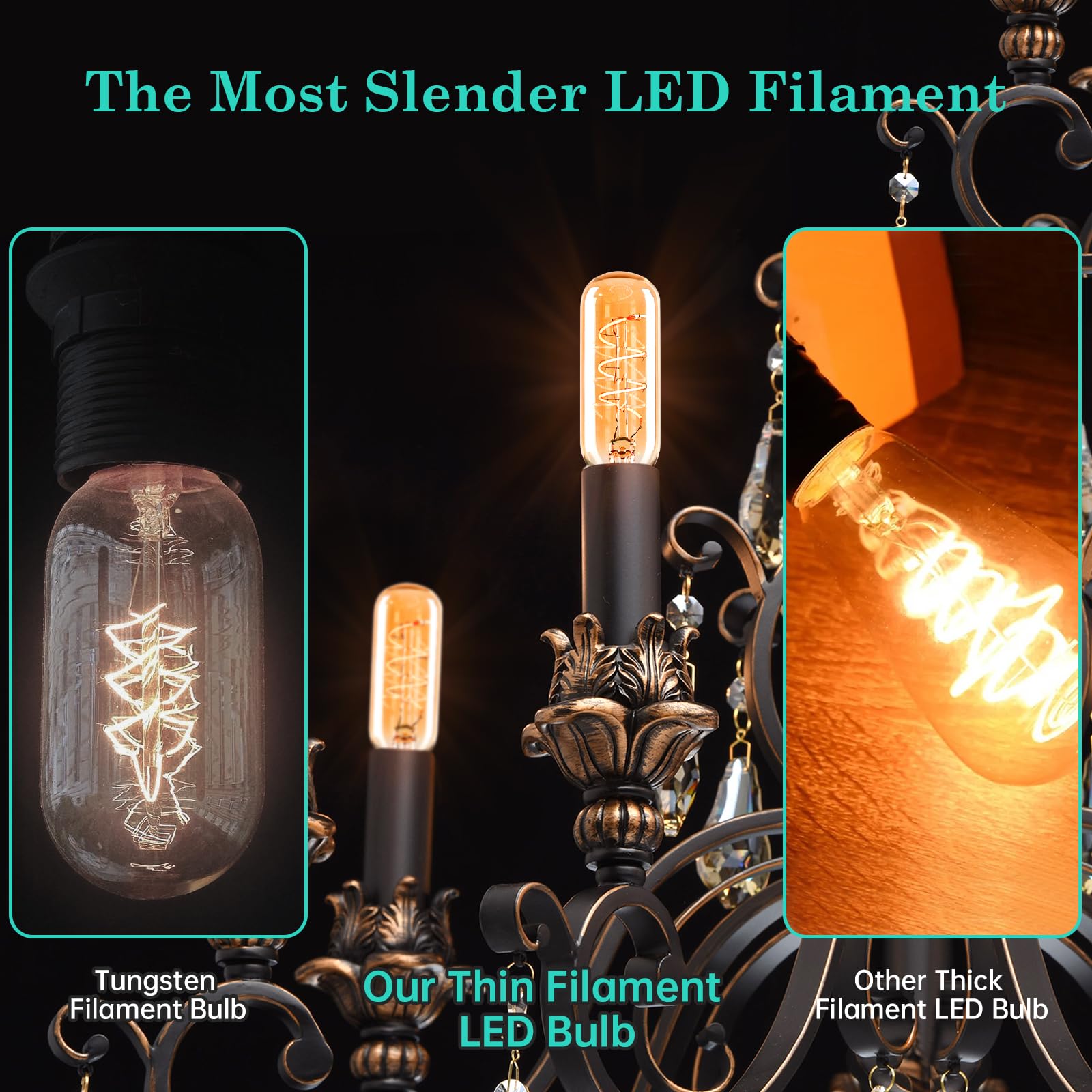 Amdtu E12 Chandelier Light Bulbs 40 Watt 2000K Soft Yellow, Ultra-Thin Spiral Filament Dimmable Led Edison Warm Light Bulbs Cand