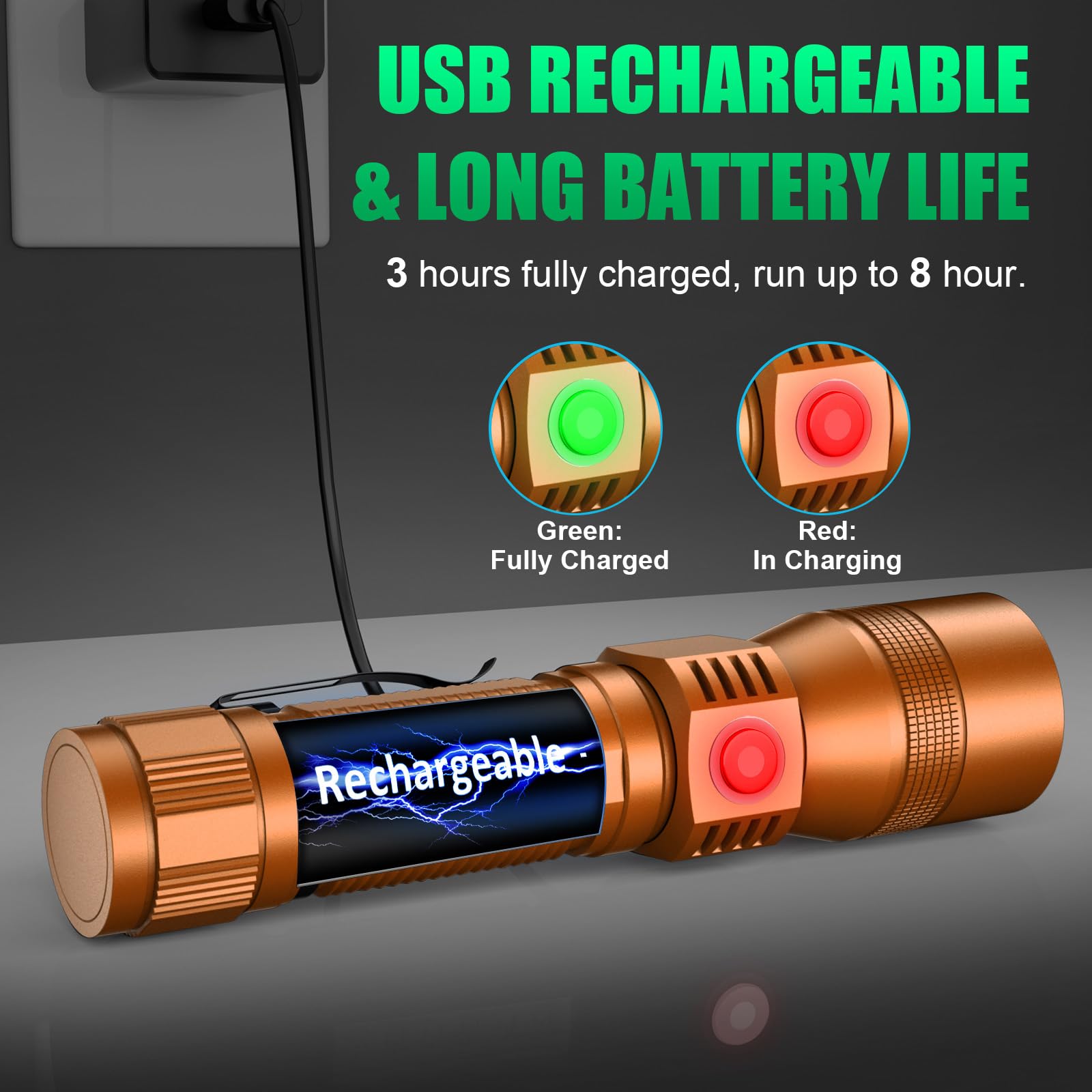 AdamStar 3-in-1 UV Flashlight, Magnetic Base, Rechargeable, 7 Modes, Aluminum, 2 Pack (Black+Brown), Model S016