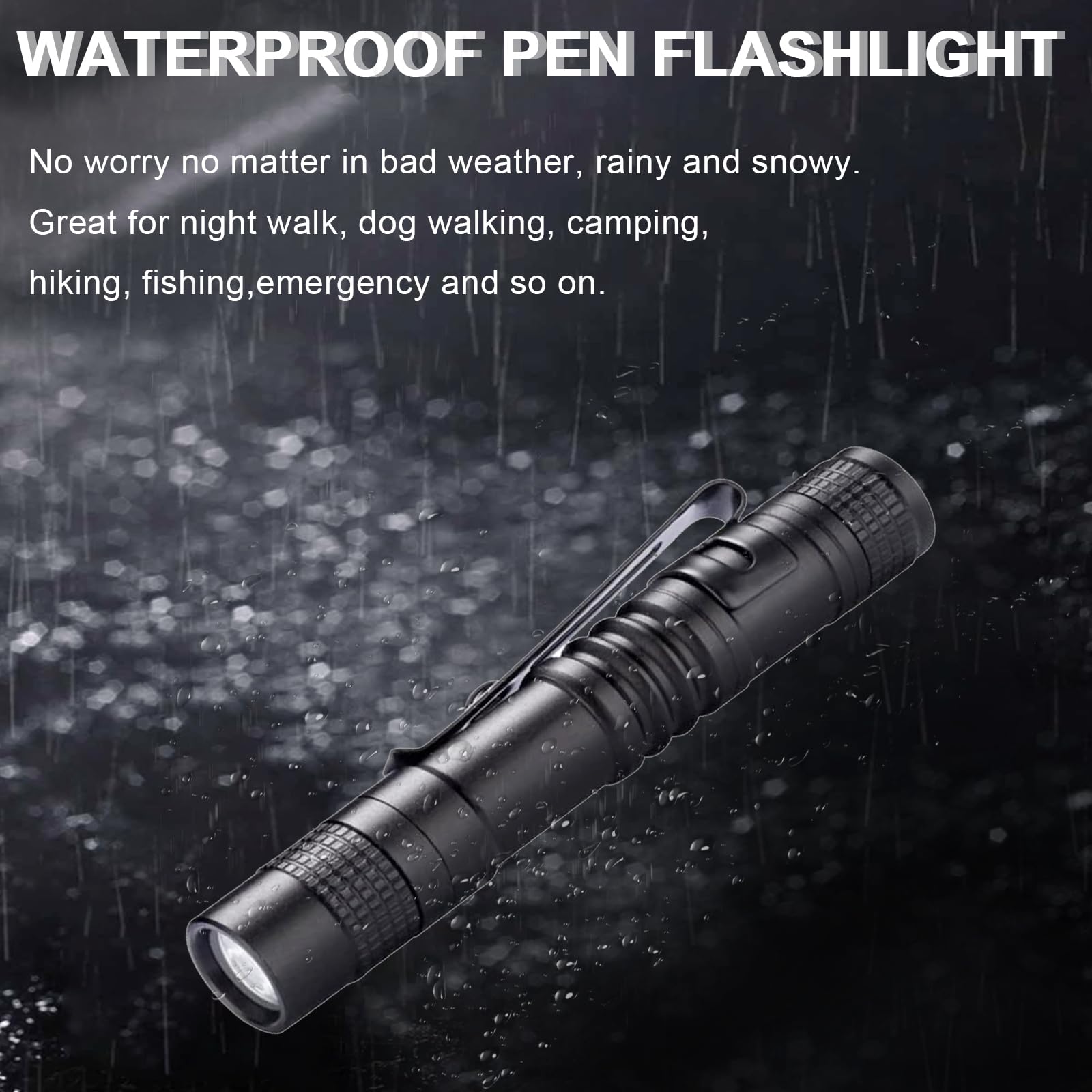 Cussity LED Pocket Pen Flashlight, Mini Waterproof Handheld Light, 3-Pack, 3.5 Inches, Aluminum, Model 317