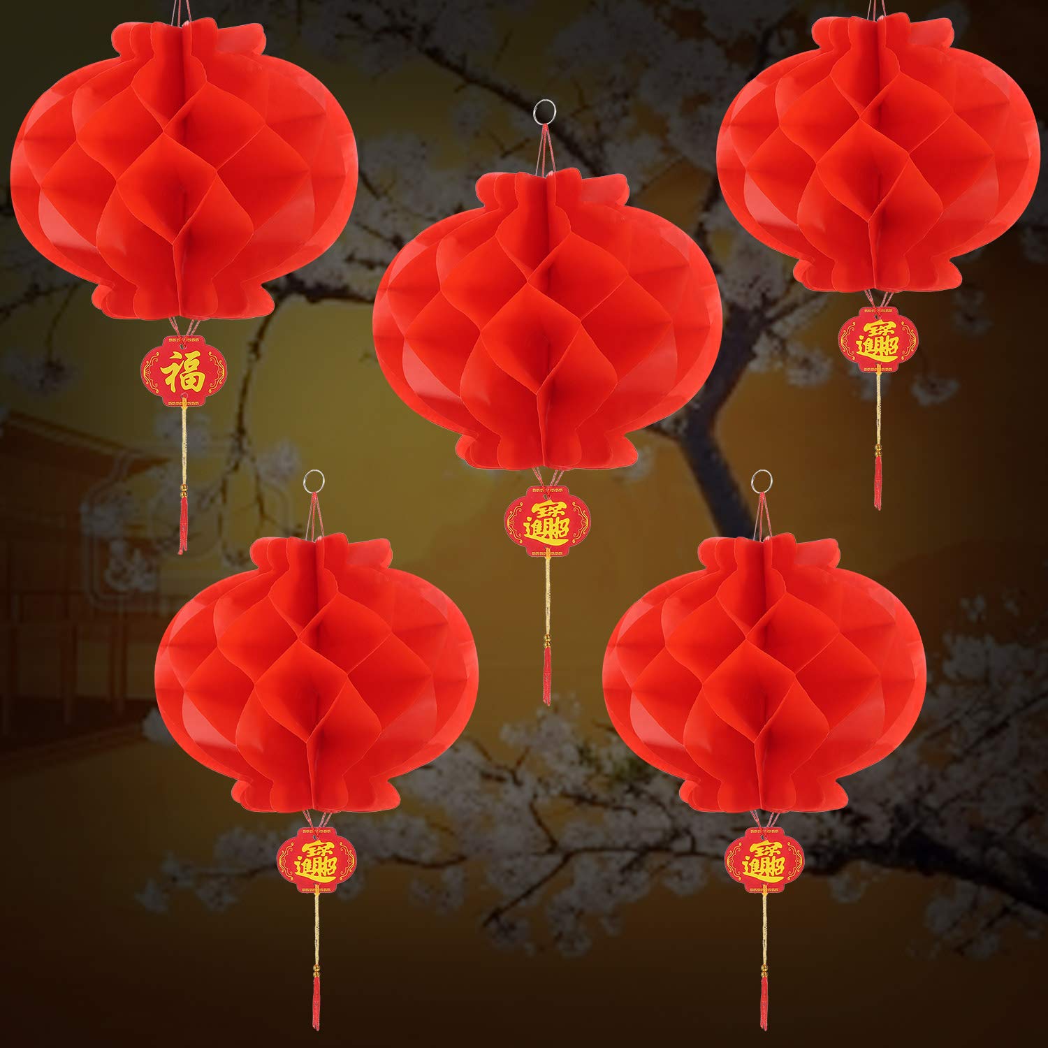 Bememo Red Paper Lanterns, 20 Pieces, 12 Inch, Plastic, Chinese New Year Decorations for Spring Festival, Weddings, and Restaurants