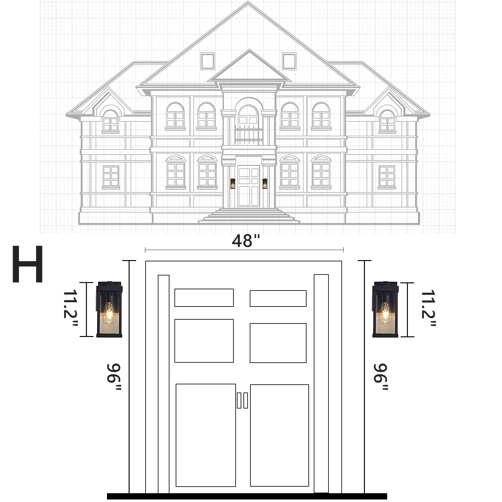 JOKAONOTL 11 Black Waterproof Outdoor Wall Sconce Light Fixture for Garage, Doorway, Porch, Patio - 1 Pack