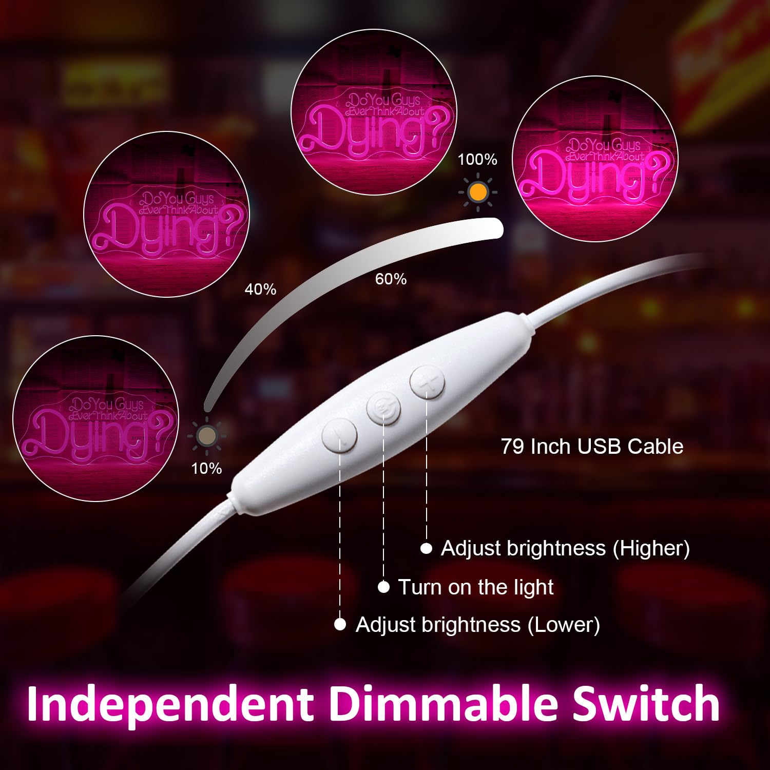 Do You Guys Ever Think About Dying Neon Sign Dimmable Neon Signs For Wall Decor Pink Do You Guys Ever Think About Dying Neon Light Usb Led Sign For Bedroom Living Room Party Christmas Birthday Gift