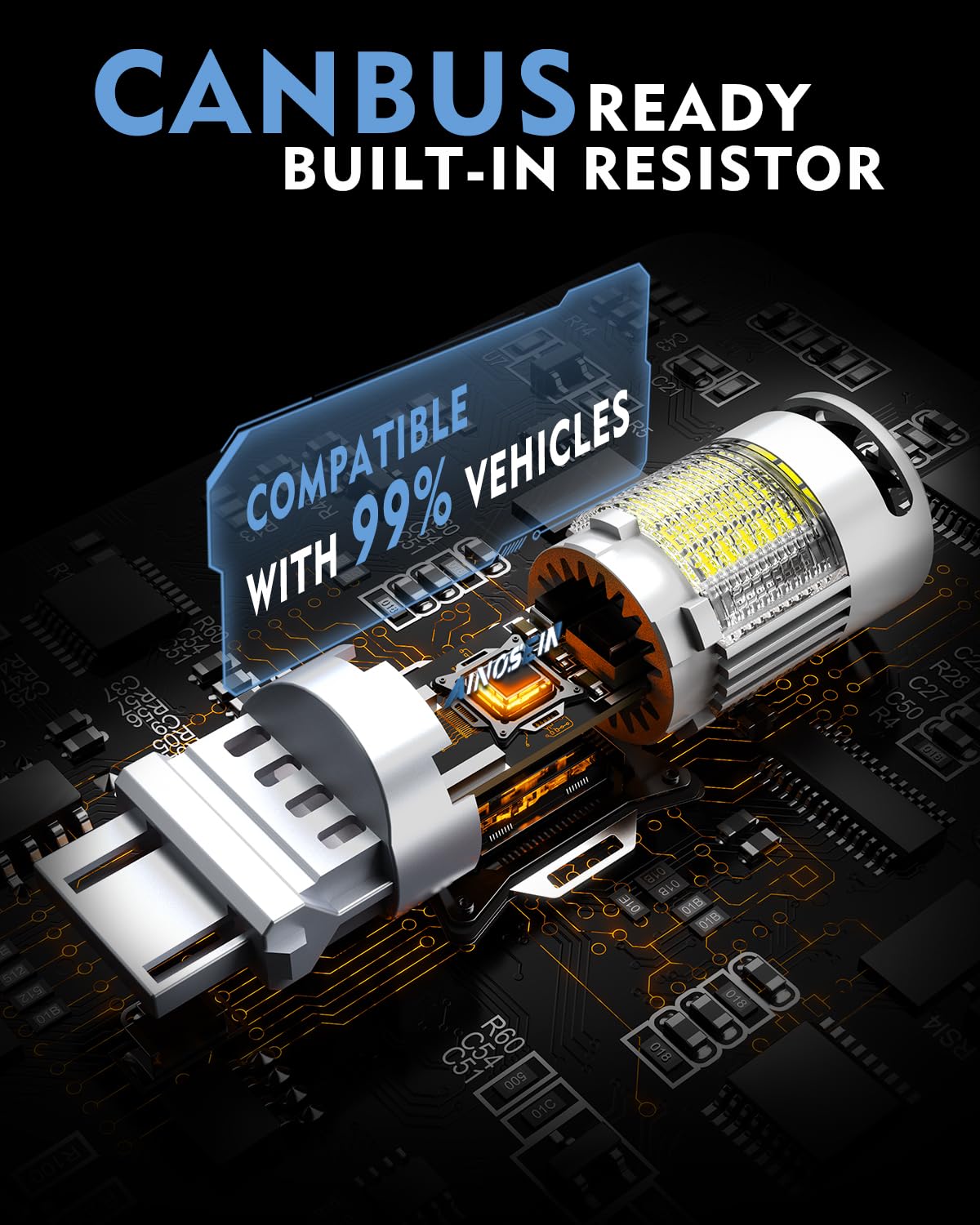 Ainosein 3156 3157 Led Bulb White With Built In Resistor & Turbo Fan For Reverse Light  Canbus Error Free Anti Hyper Flash For Drl Backup Light  Gift For Fathers Day  Pack Of 2