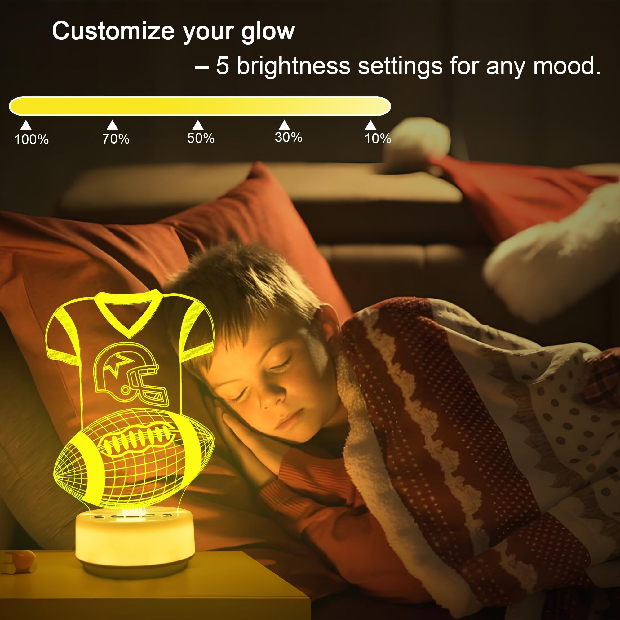 KYMELLIE Football Gifts Night Light for Kids-Sports Footballs Decor Bedside Lamp for Football Fan, 14 Color with Remote Control/