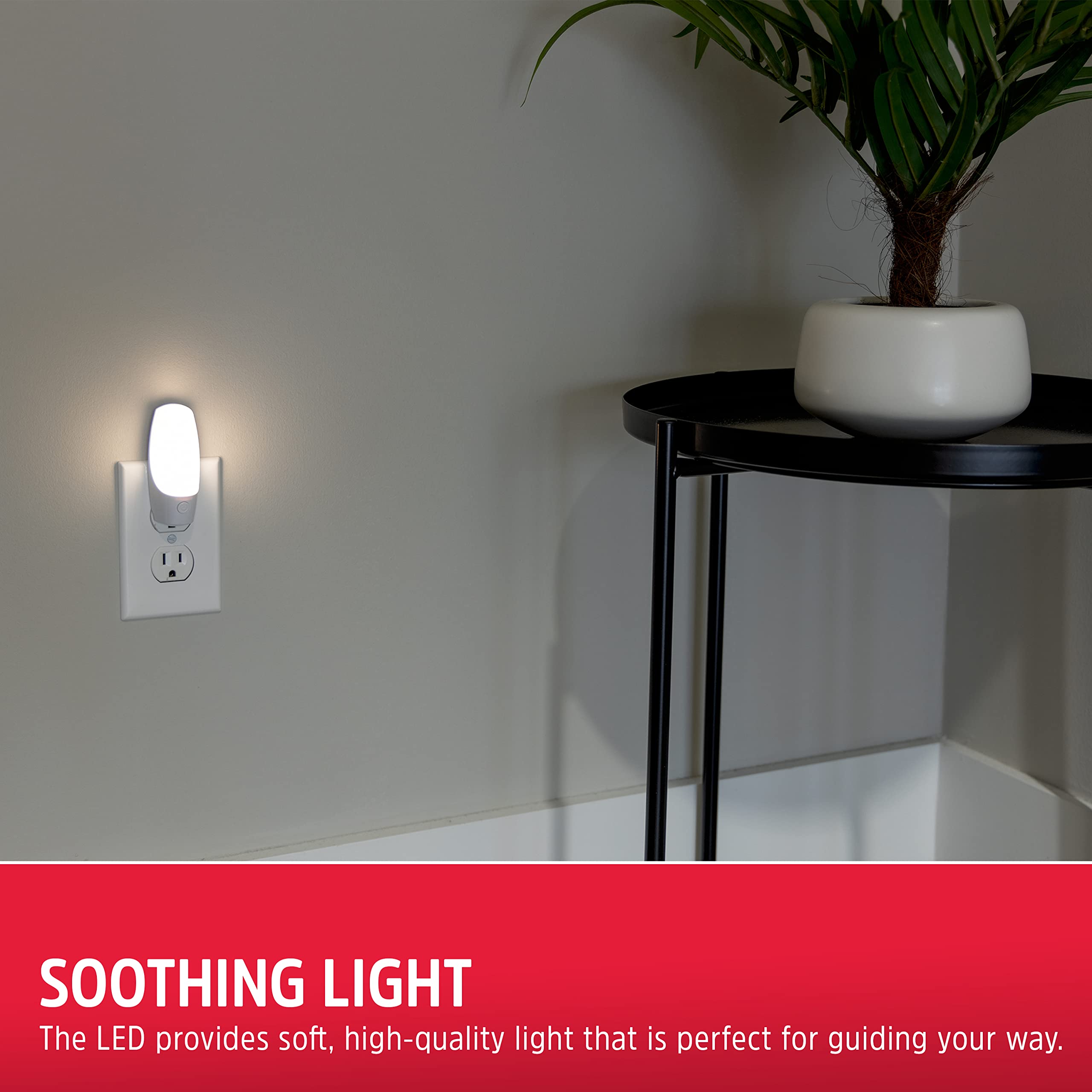 Energizer Manual On/Off Led Night Light Plug-In, Push Button, Compact, Contemporary, For Bedroom, Livingroom, Hallway, Bathroom,