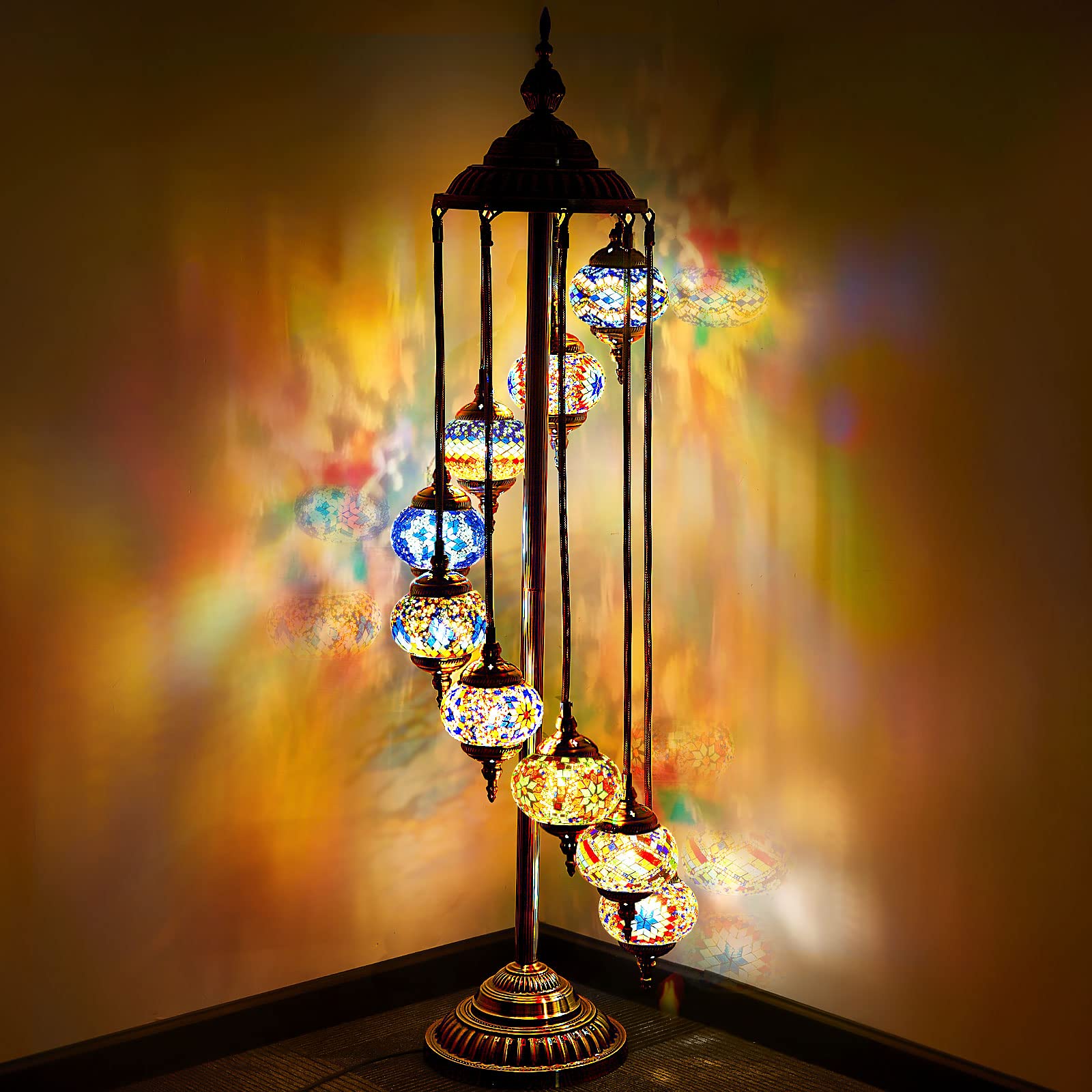 Hortsun Turkish Lamp Moroccan Floor Lamp Handmade Globe Living Floor Lighting Bohemia Standing Lighting For Decorative Home Desi