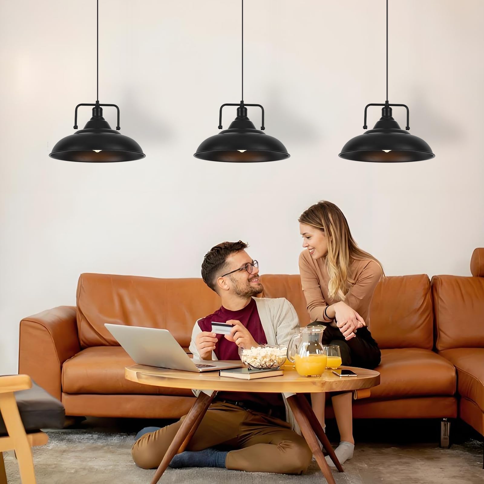 Sesiment Black Pendant Light  Large Pendant Light 15.7 3 Packs  Modern Farmhouse Pendant Lights  Kitchen Pendant Lights  Pendant Lighting Kitchen Island For Kitchen  Living Room
