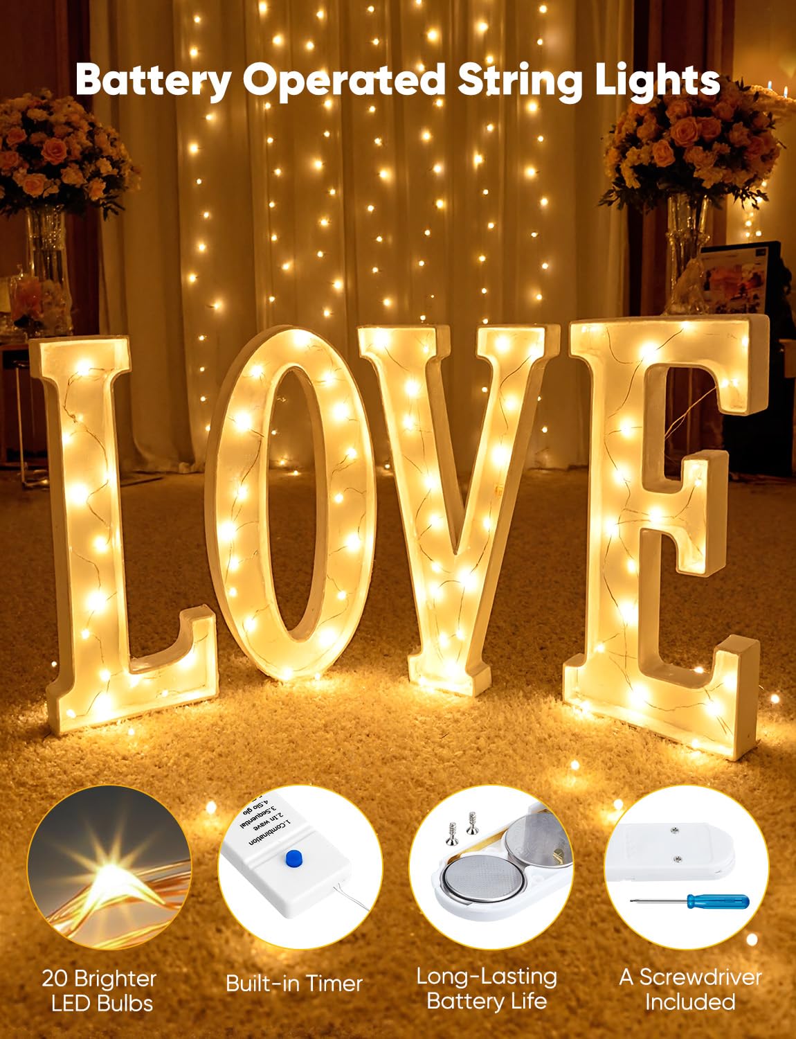 Minetom Fairy Lights 12 Pack, 20 LED, 7ft, Waterproof Silver Wire, Warm White & White, 8 Modes with Timer for DIY Projects