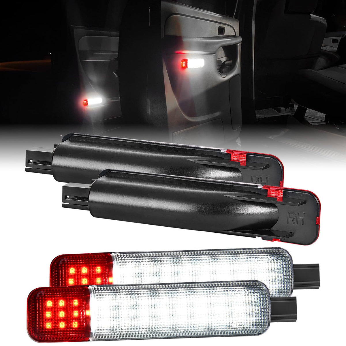 Nilight 4Pcs Led Interior Door Panel Light Courtesy Warning Lights White Red Plug And Play Compatible With Chevy Gmc C/K Silvera