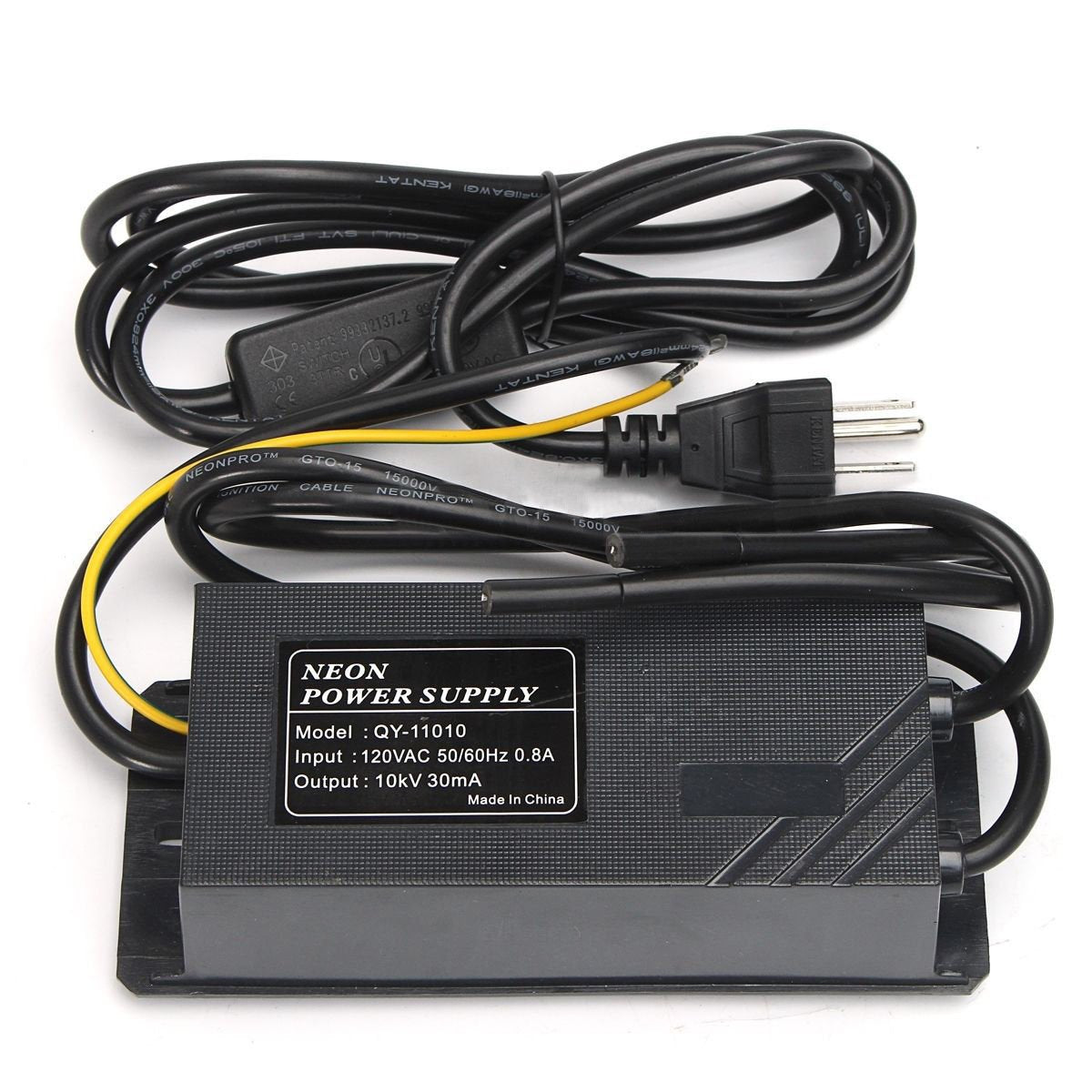 Yaeccc 10KV Neon Sign Power Supply Transformer, 30mA, 120V AC, Black, Model AB-0408