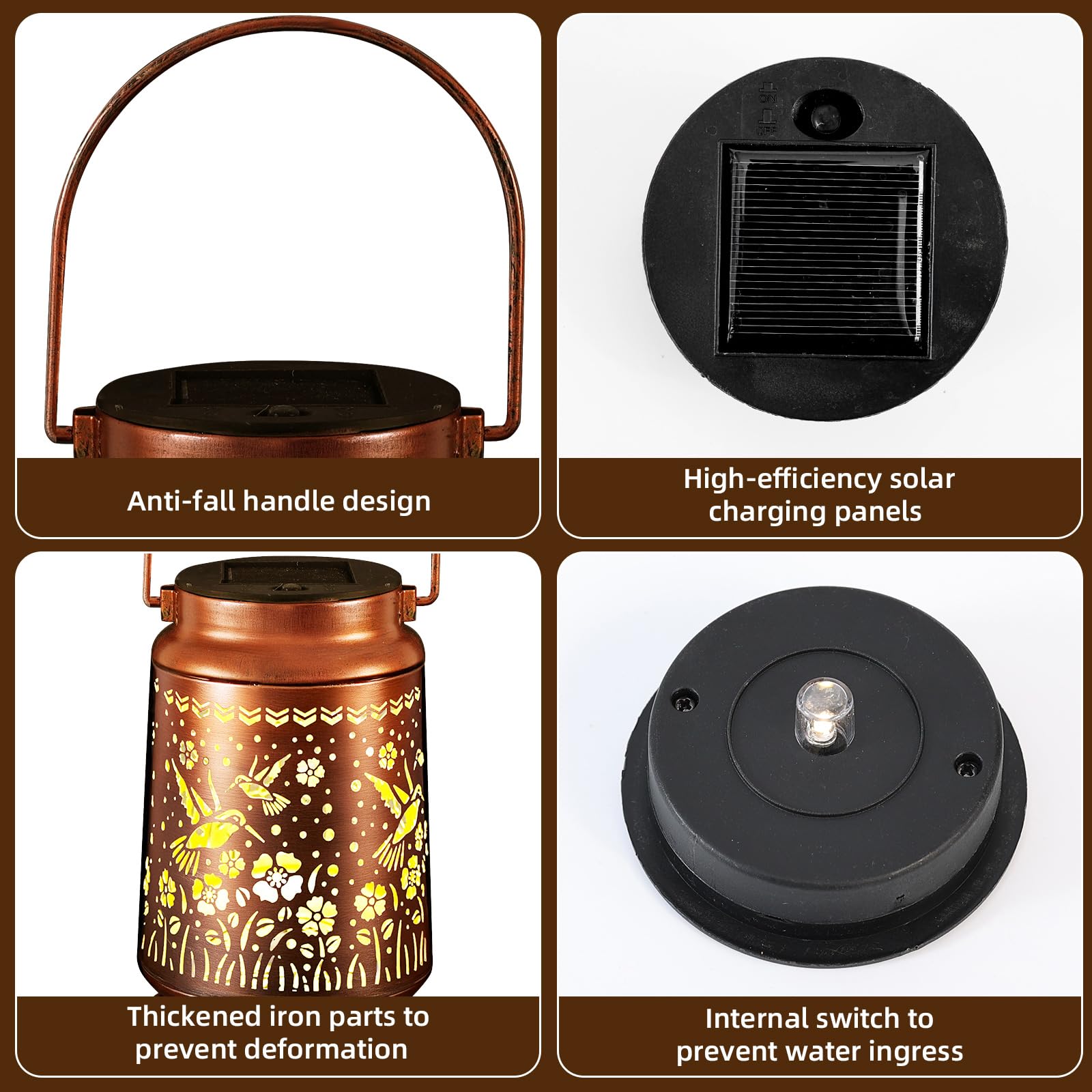 Solar Lanterns Outdoor Waterproof Gifts For Women Grandma Gifts For Mom Hummingbird Garden Decor Solar Hanging Lantern Metal 2 P