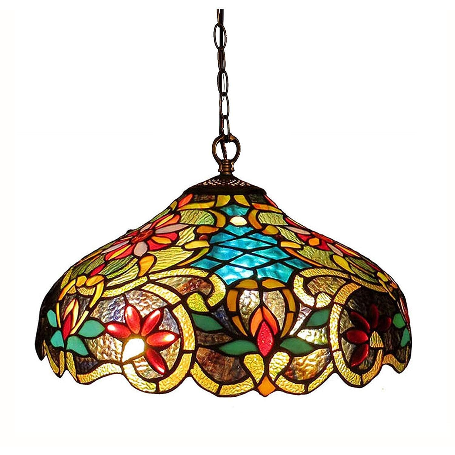 Chloe 'LESLIE' Tiffany-style Victorian 2 Light Ceiling Pendant Fixture 18' Shade
