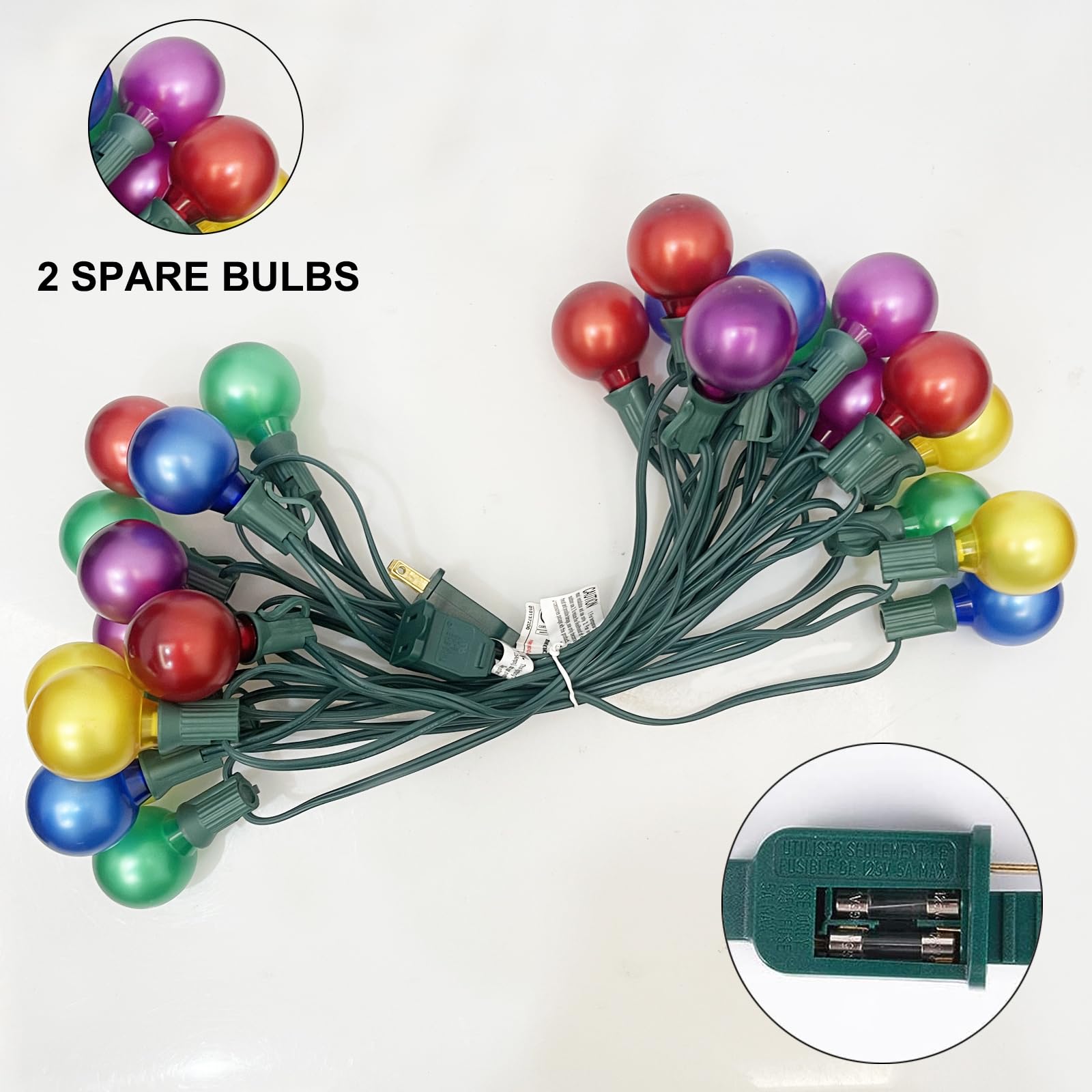 SUNSGNE G40 LED Vintage Christmas Lights, 50FT Frosted Multicolor Globe String Lights for Outdoor Patio & Backyard Decorations