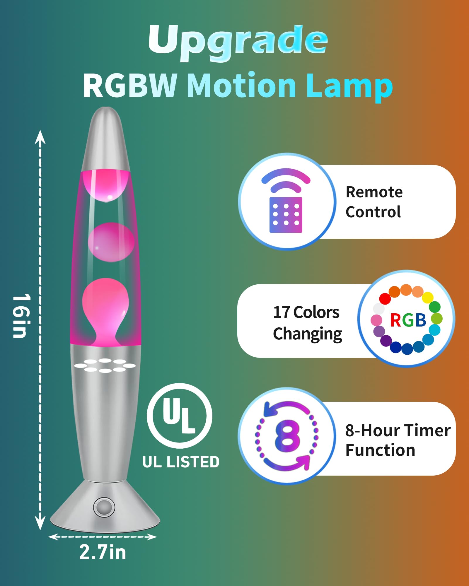 17 Colors Changing Liquid Motion Lamp With Remote: 16 Inch Pink Led Night Light For Kids mature-themeds - Relaxing Table Lamp For Bedroom Office - Glitter Mood Lighting For Home Decor Christmas Decorations