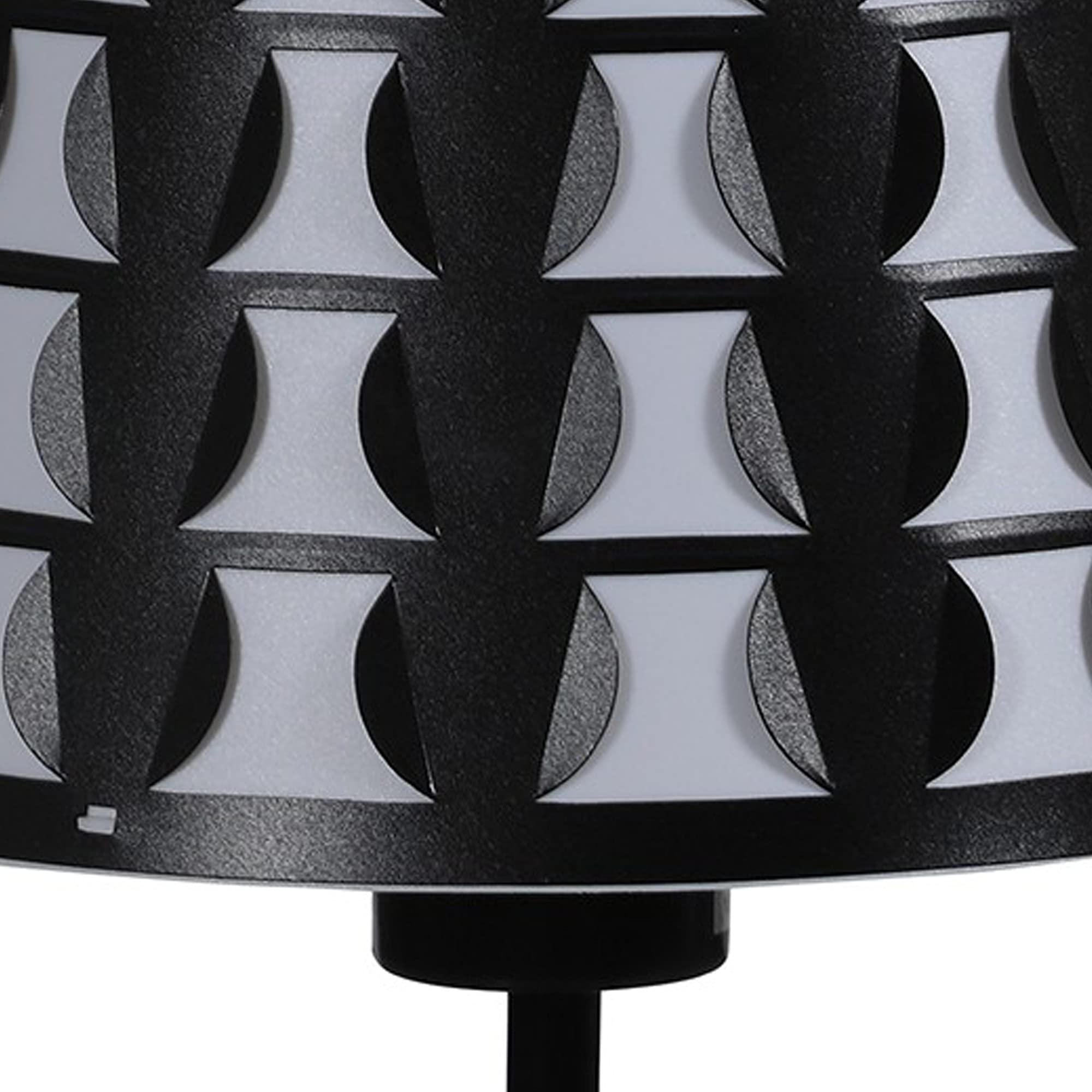 Benzara Plastic Shade Metal Table Lamp, Open Clover Base, Model BM240899, Black