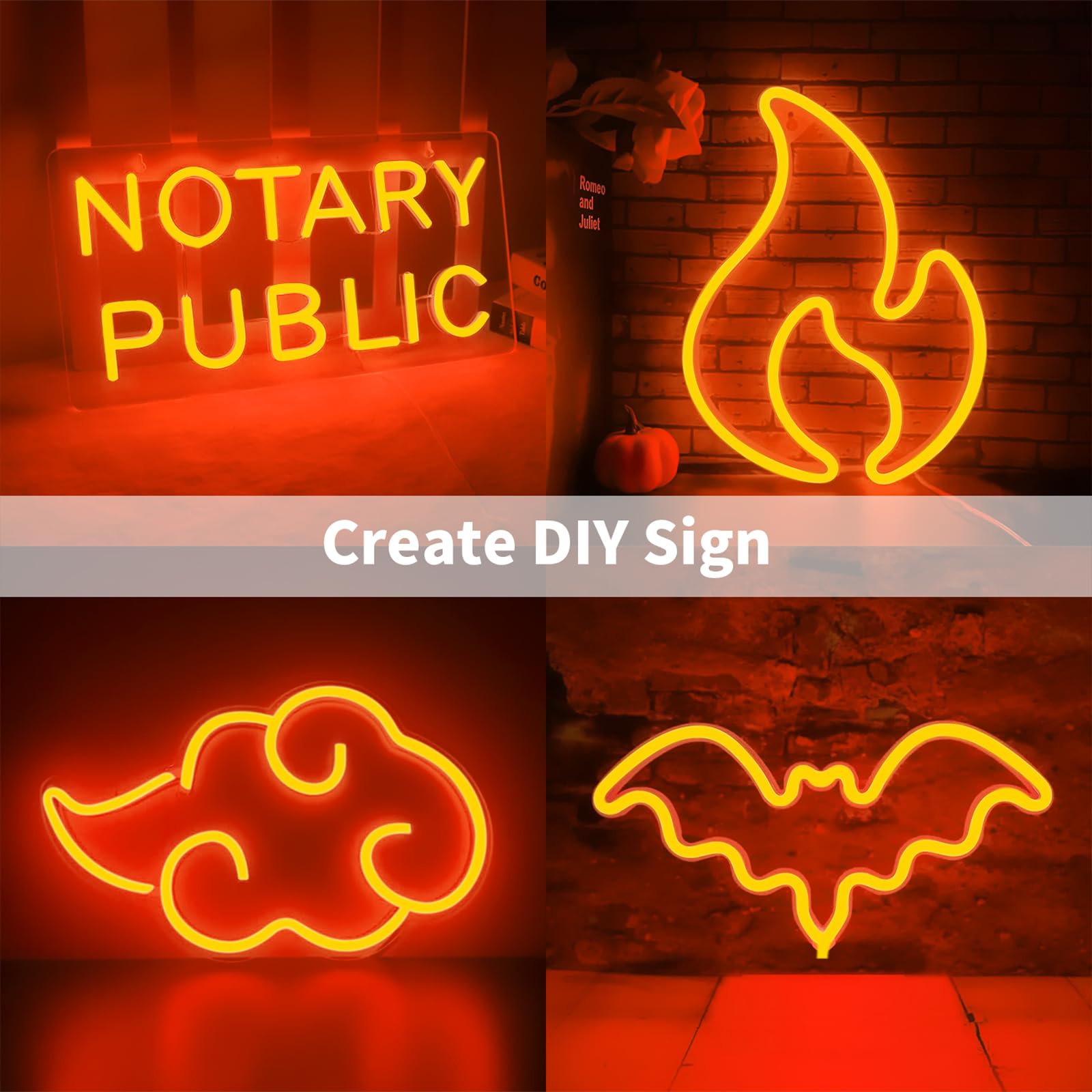 iNextStation LED Strip Lights, 16.4FT Orange Neon Rope Lights, 12V Waterproof Silicone with Power Adapter