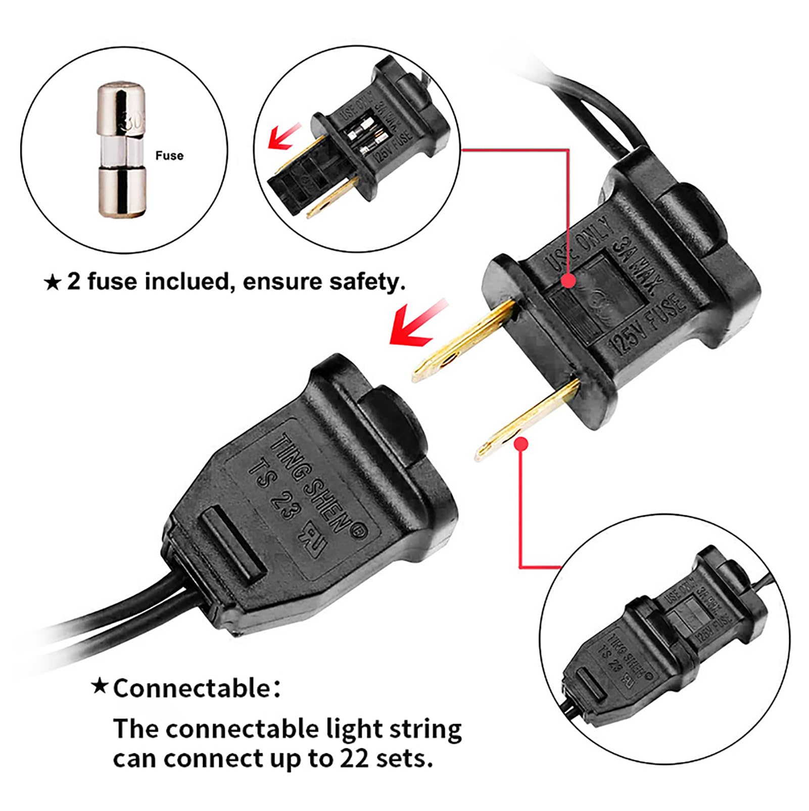 Orange Halloween Led Lights - 2 Pack 100 Count Orange Christmas String Lights For Tree  Party  Holiday  Indoor/Outdoor Halloween Decorations  2 Sets 33 Feet Black Wire  Ul Certified  Connectable