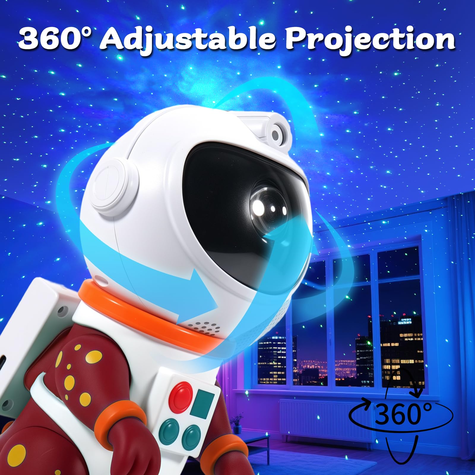 LOVME Galaxy Star Projection Night Light, Red Dinosaur Astronaut Projector, 8 Modes, Timer & Remote Control, Bedroom Decor for Kids