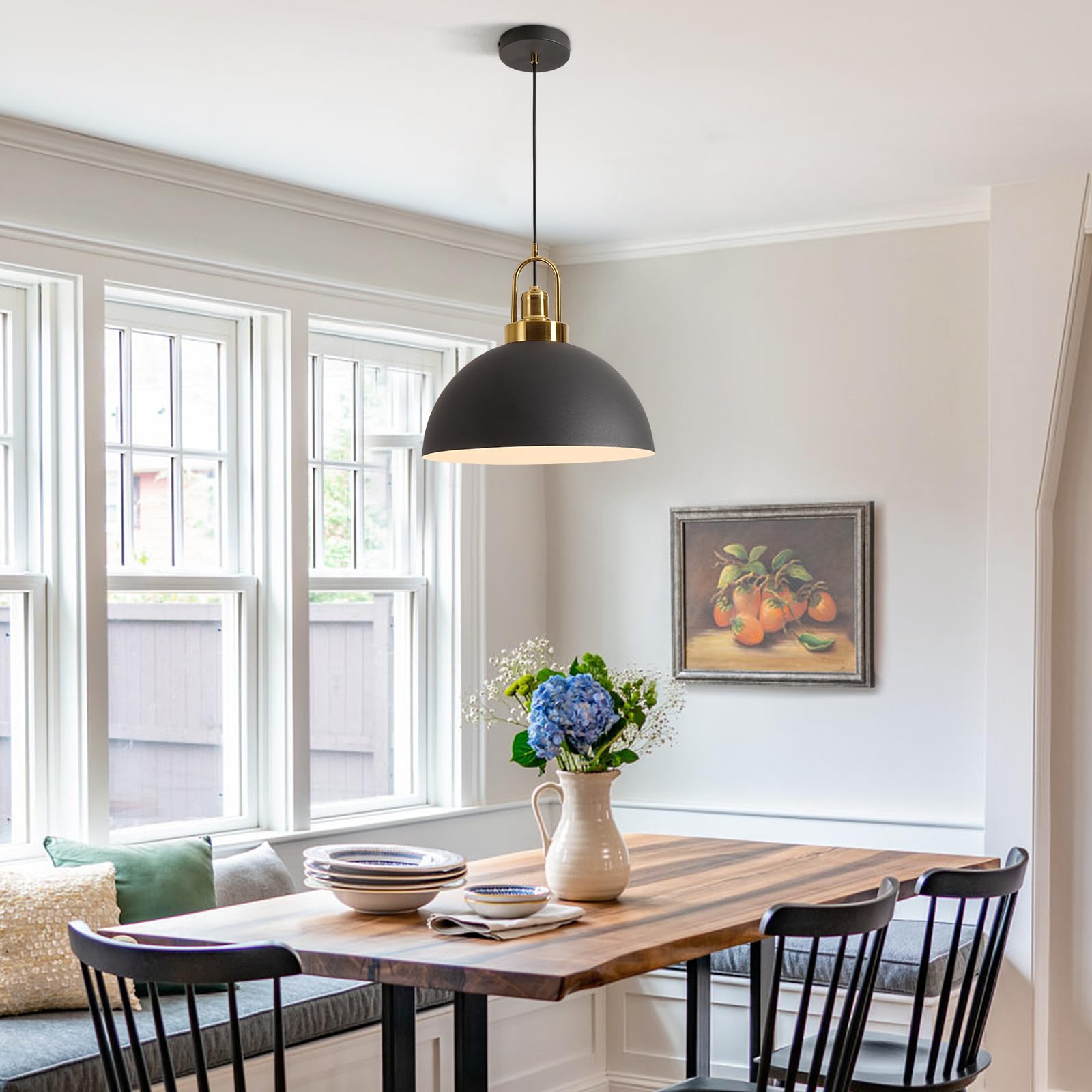 Yhanfengcy Vintage Industrial Black And White Iron Pendant Light,Hallway - Diameter 13.58 ''- Wire Length 78.74'',Copper Socket