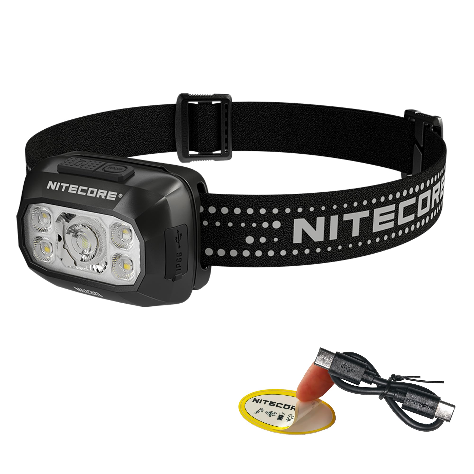 NITECORE NU30 Headlamp, 500 Lumen LED, Rechargeable, White and Red Beams, Black, Plastic