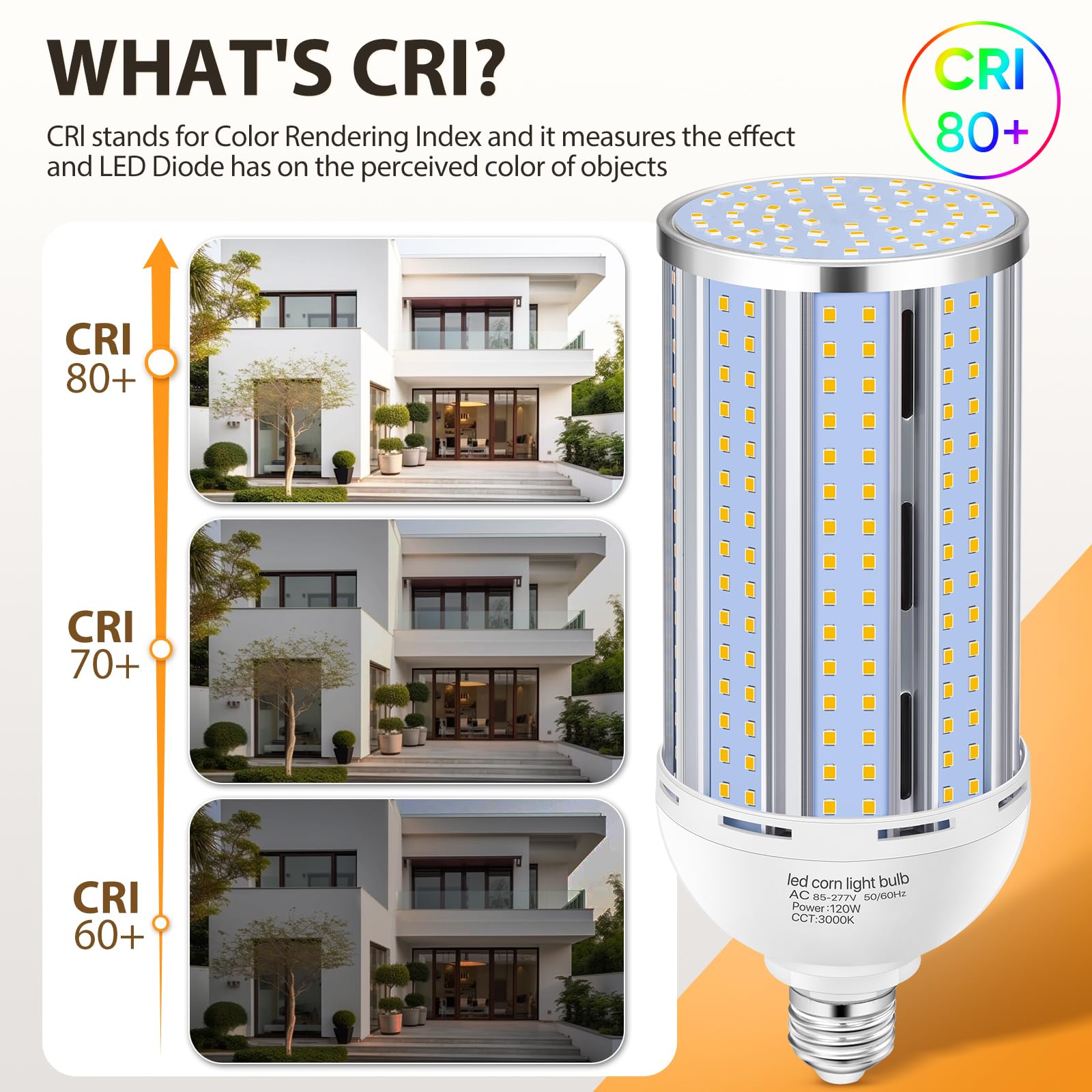 Xycn 2 Pack 120W Corn Led Light Bulb Fanless,3000K/Warm White(1200 Watt Equivalent) E26/E39 Large Mogul Base Led Cob Lamp 15,800