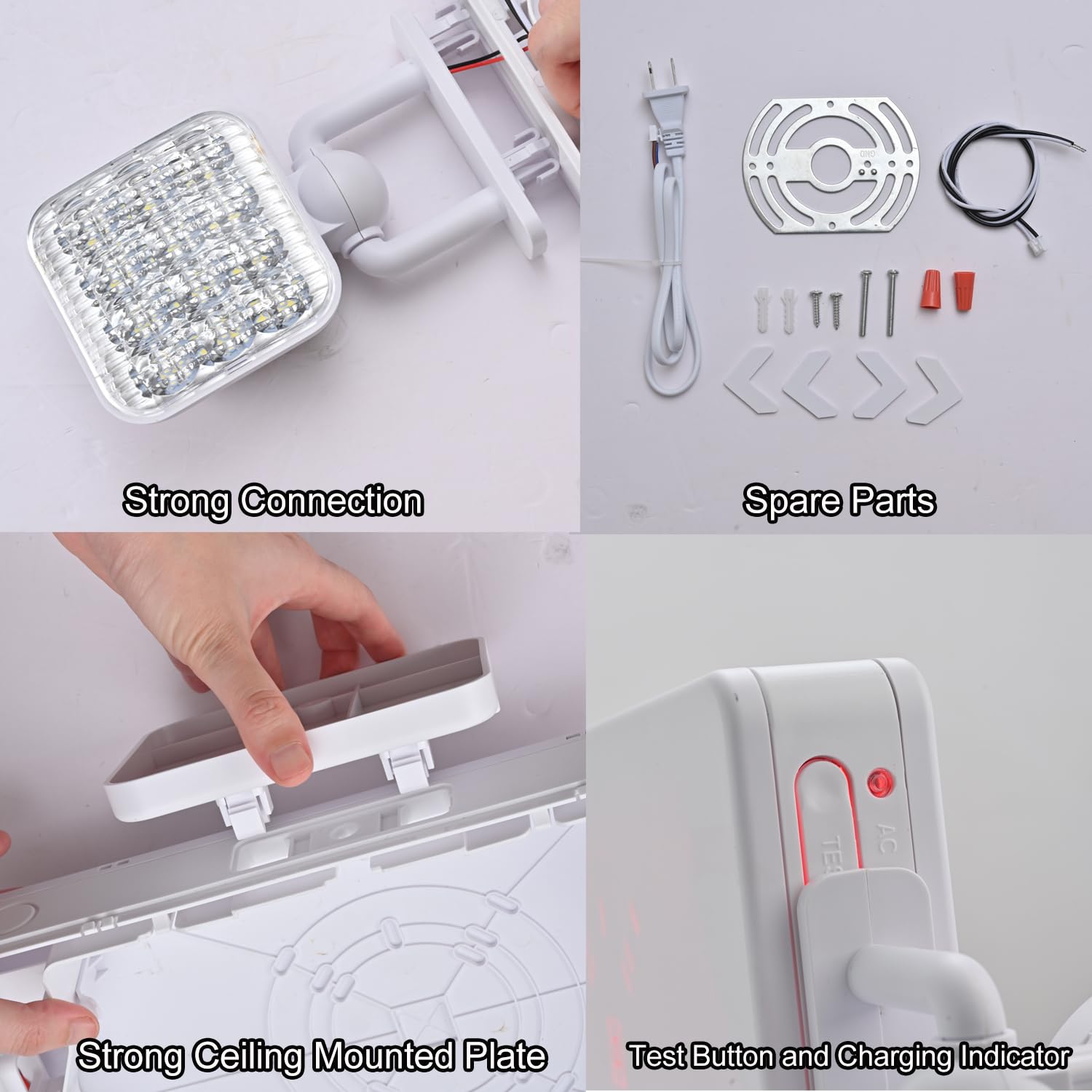 Apmeetlux Emergency Exit Sign - Red LED Lights, 200lm, 3-Hour Battery Backup, Double Face, White Housing, Model EMGT05-EXIT-R