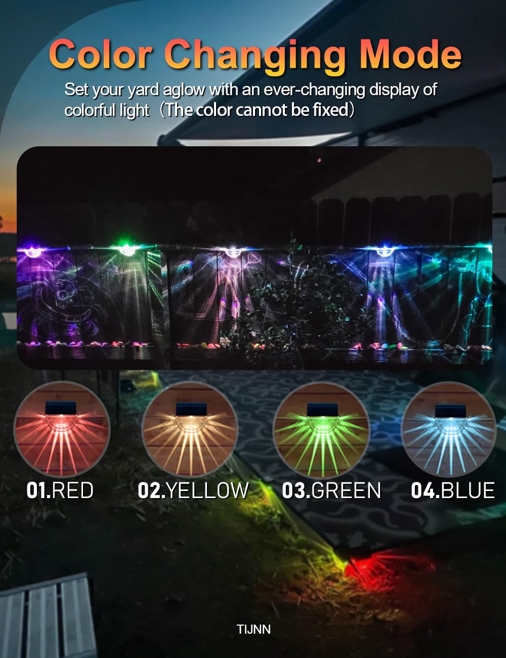 TIJNN Solar Deck Lights - Waterproof LED Outdoor Lights for Stairs & Yard, 4 Pack, Black, Model TIJNN-008