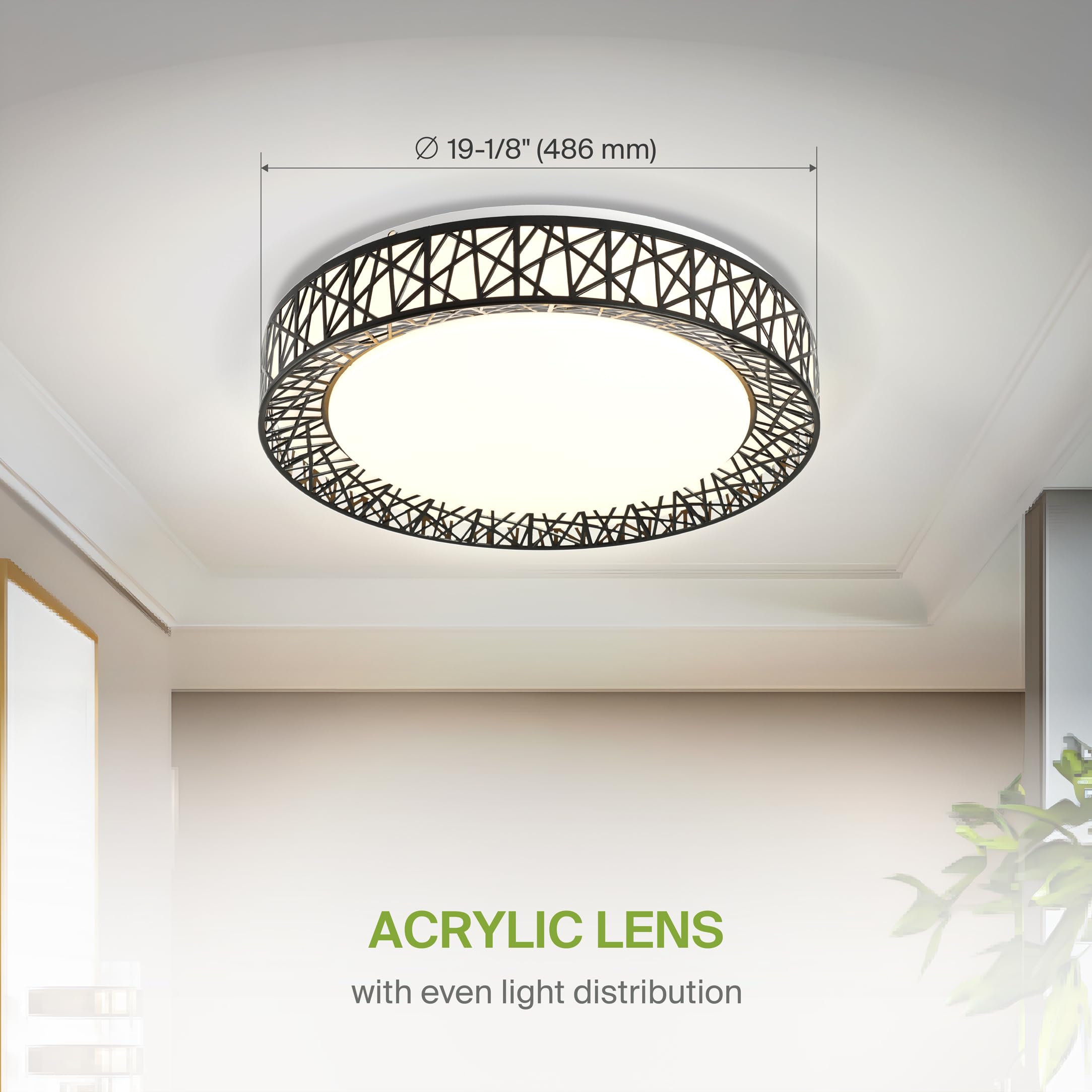 ASD LED Flush Mount Ceiling Light 42W 2475LM Dimmable 20in Matte Black 2 Pack A-LOFT-FM-20D42BK-2p