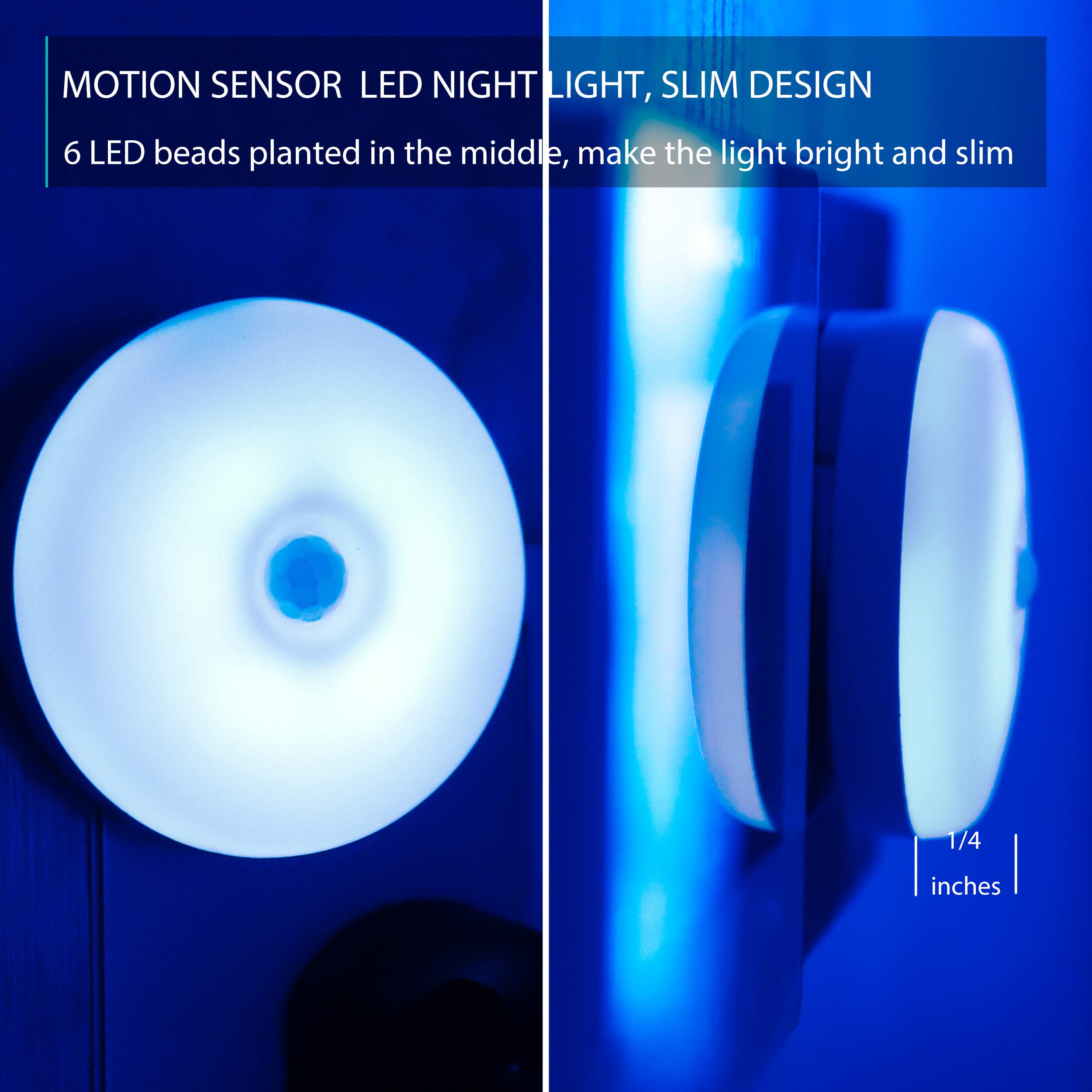 Mycozylite Motion Sensor Night Light, Blue Night Light Plug Into Wall, Led Night Light Motion Sensing, Energy Efficient, Slim, N