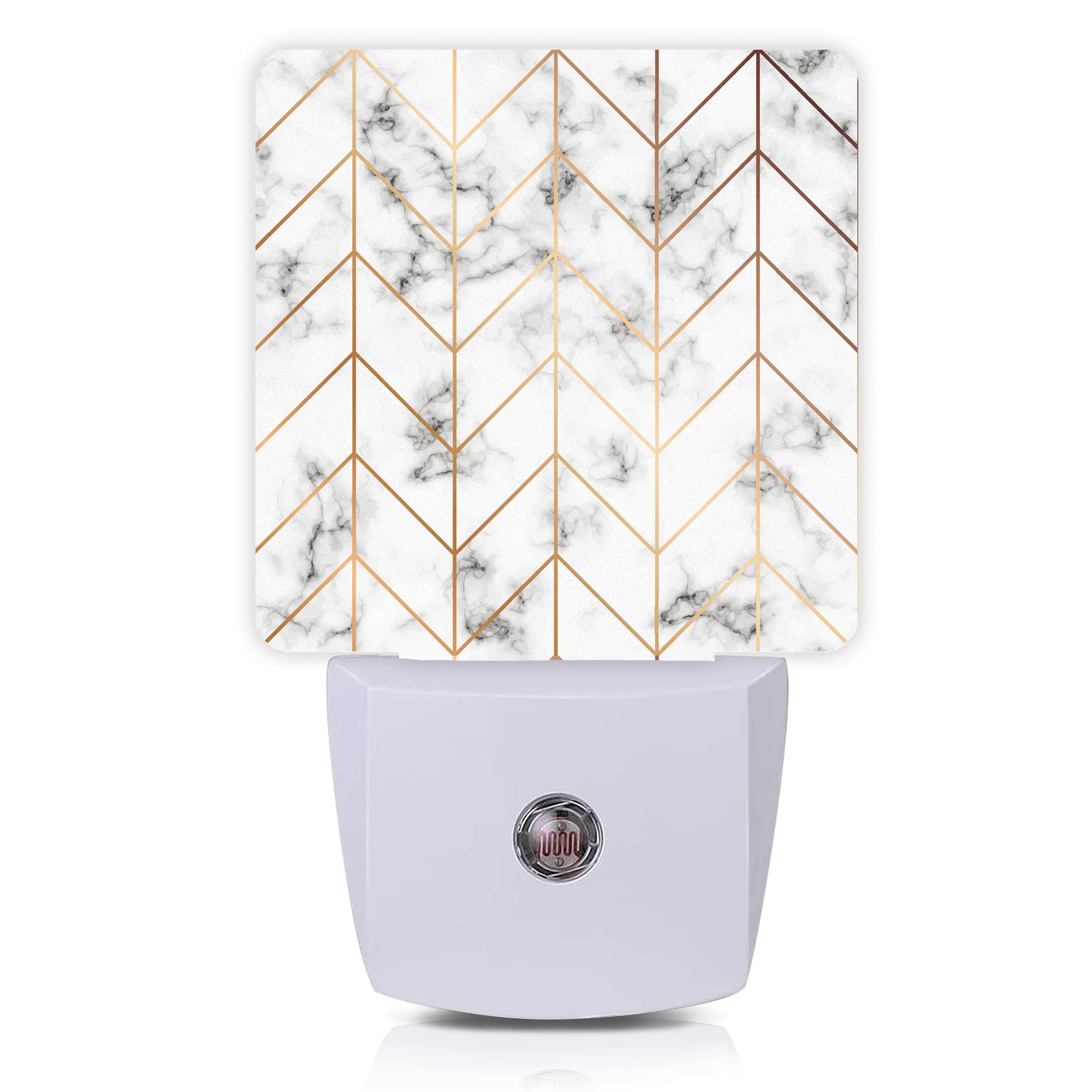 Oeaskly Marble Line Geometric Night Light,Plug-in Night Lights with Dusk-to-Dawn Sensor for Stairway/Hallway/Kitchen Sleep Frien