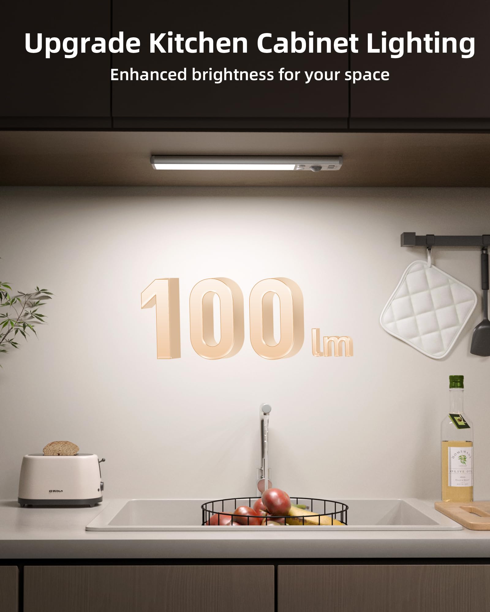 Ezvalo Under Cabinet Lighting Wireless, 3 Color Temps Motion Activated Under Cabinet Lights, 62 Led Rechargeable Battery Operate