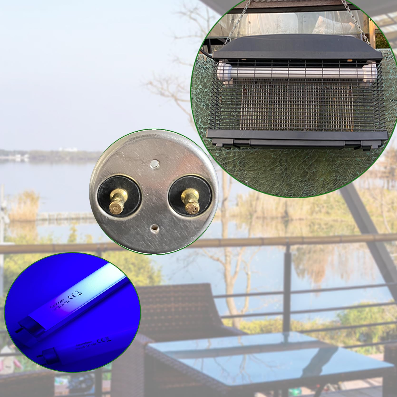 Flyercatch F15T8 Black Light Blue Bulbs - 2 Pack, 18 Inch Glass Replacement Tubes