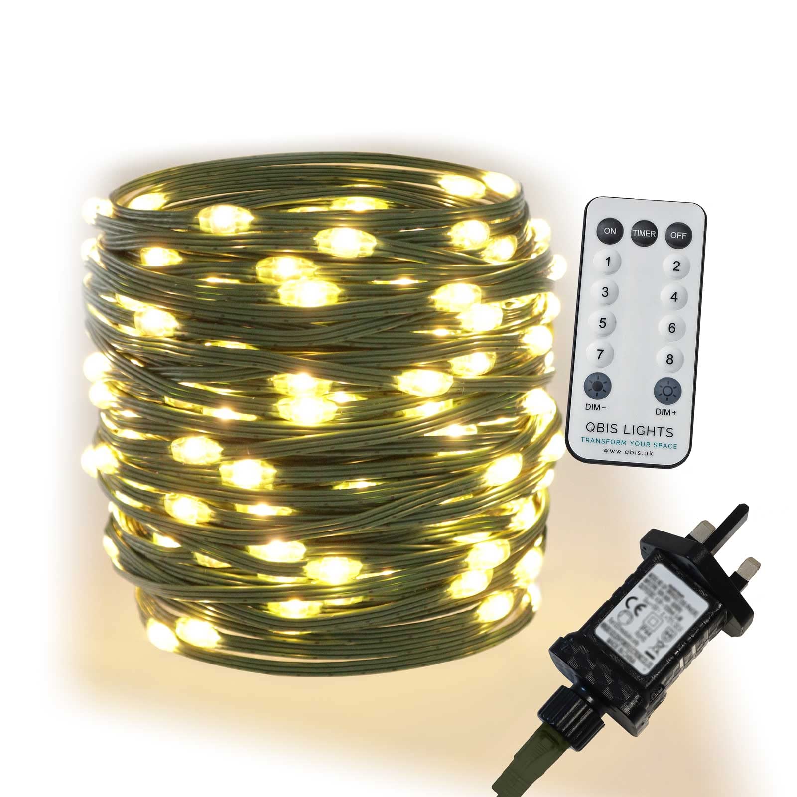 Qbis 200 Warm White Led Christmas Lights With Remote, 65Ft Of Lights On Green Wire, Multifunction And Timer Twinkling Christmas Tree Lights, Plug-In Twinkle Lights Indoor & Outdoor Christmas Lights