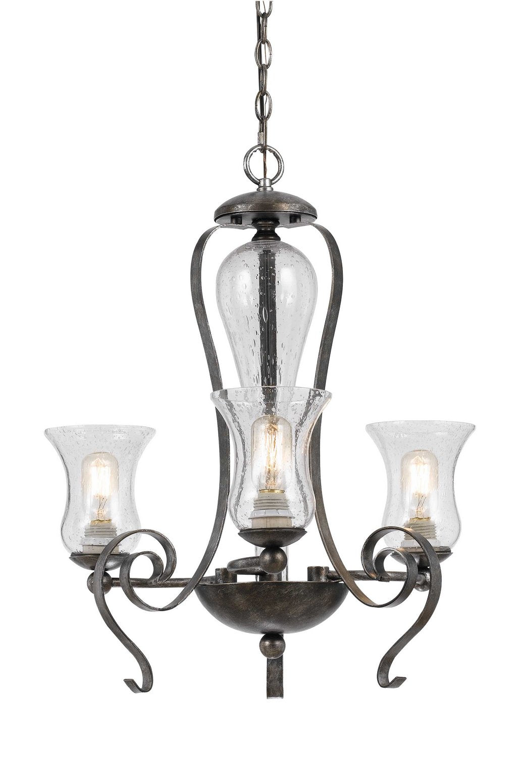 Cal Lighting Fx-3548/3 Transitional Three Light Chandelier From Metal Collection In Bronze/Dark Finish, 23.50 Inches