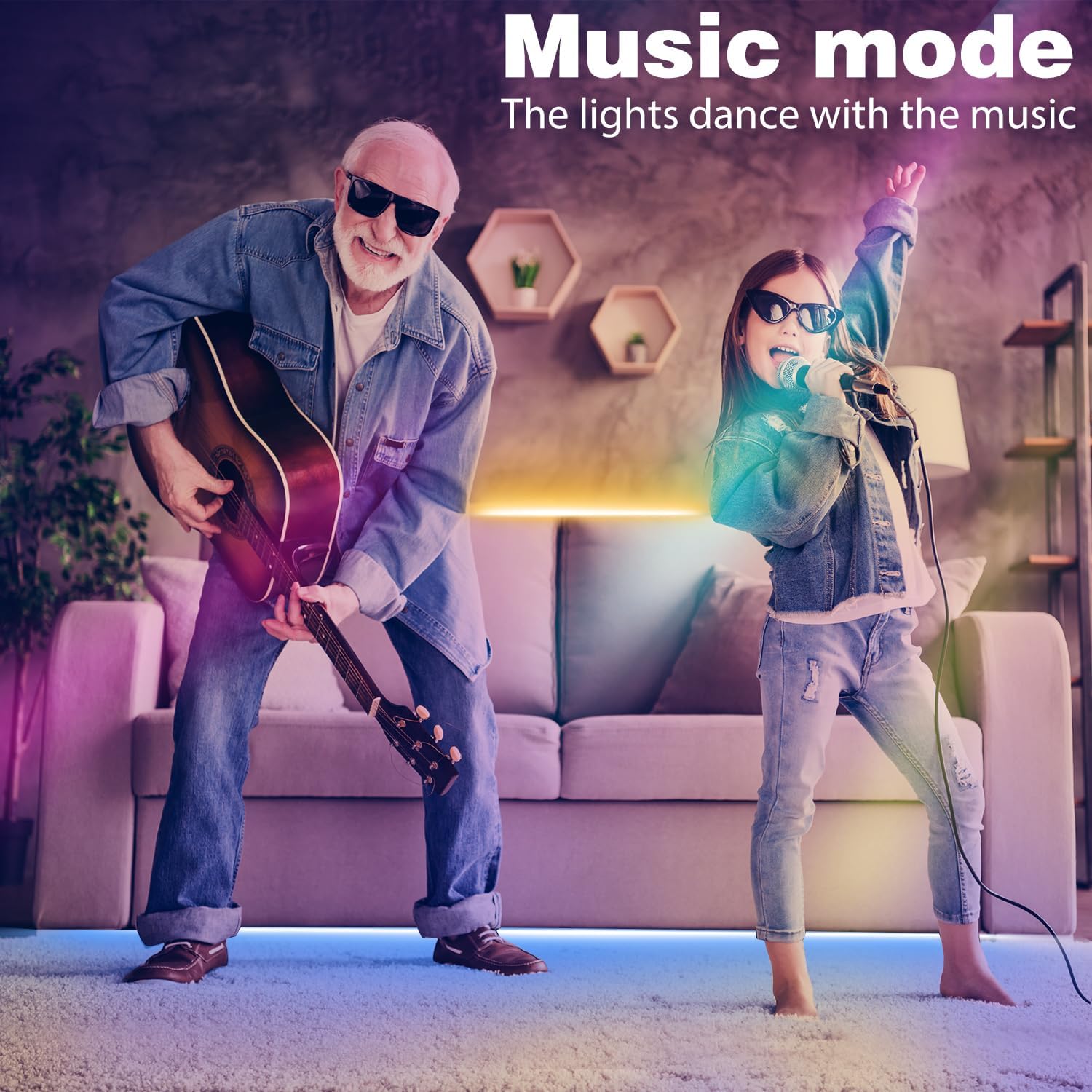 Ganzqh Led Lights For Bedroom 200Ft (2 * 100Ft), Color Changing Rgb Led Strip Lights With Music Sync, Remote And App Control Led