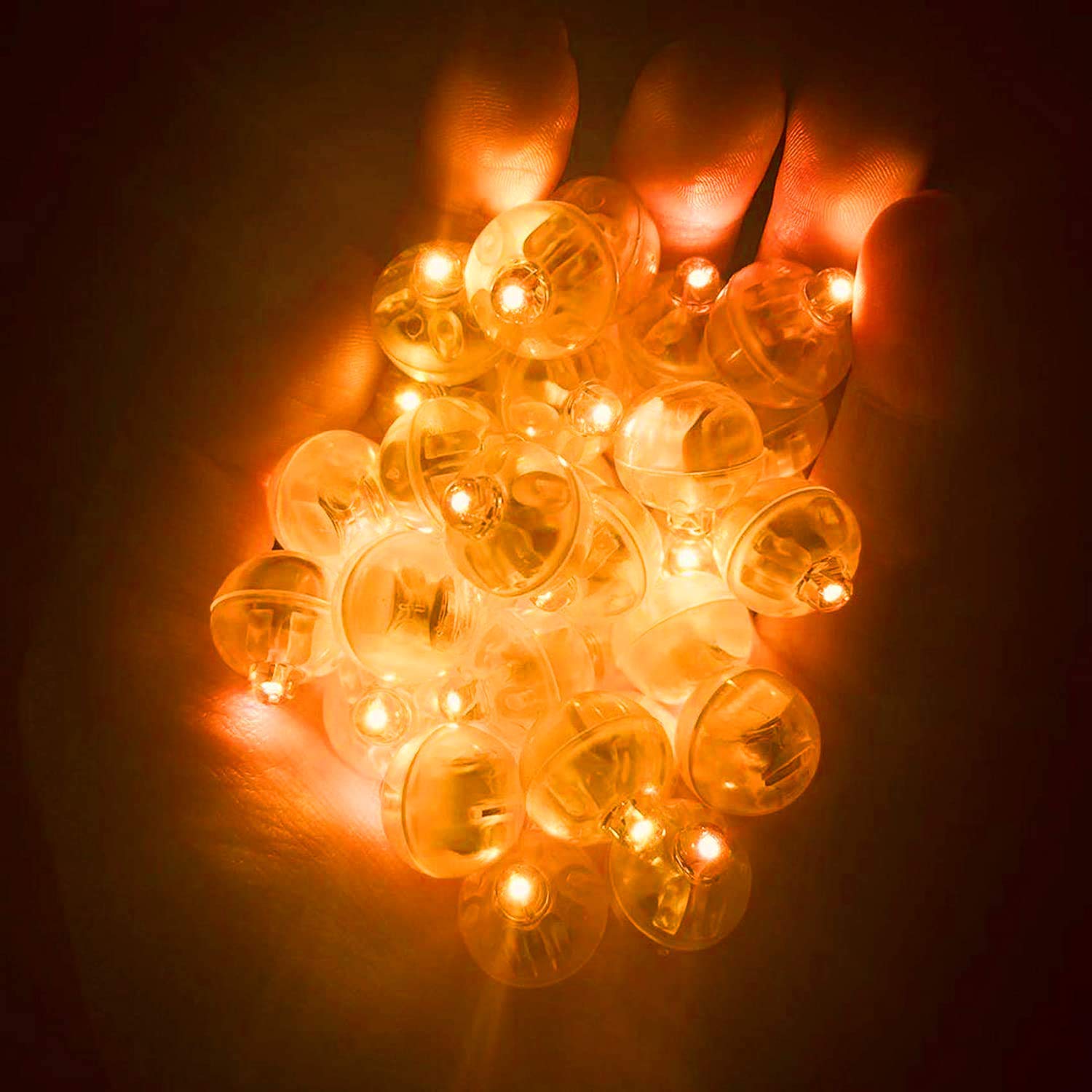 JJGoo LED Balloon Light, 100pcs Mini Round Waterproof Lights, Paper, Orange, Model MY1005O-ORANGE-100